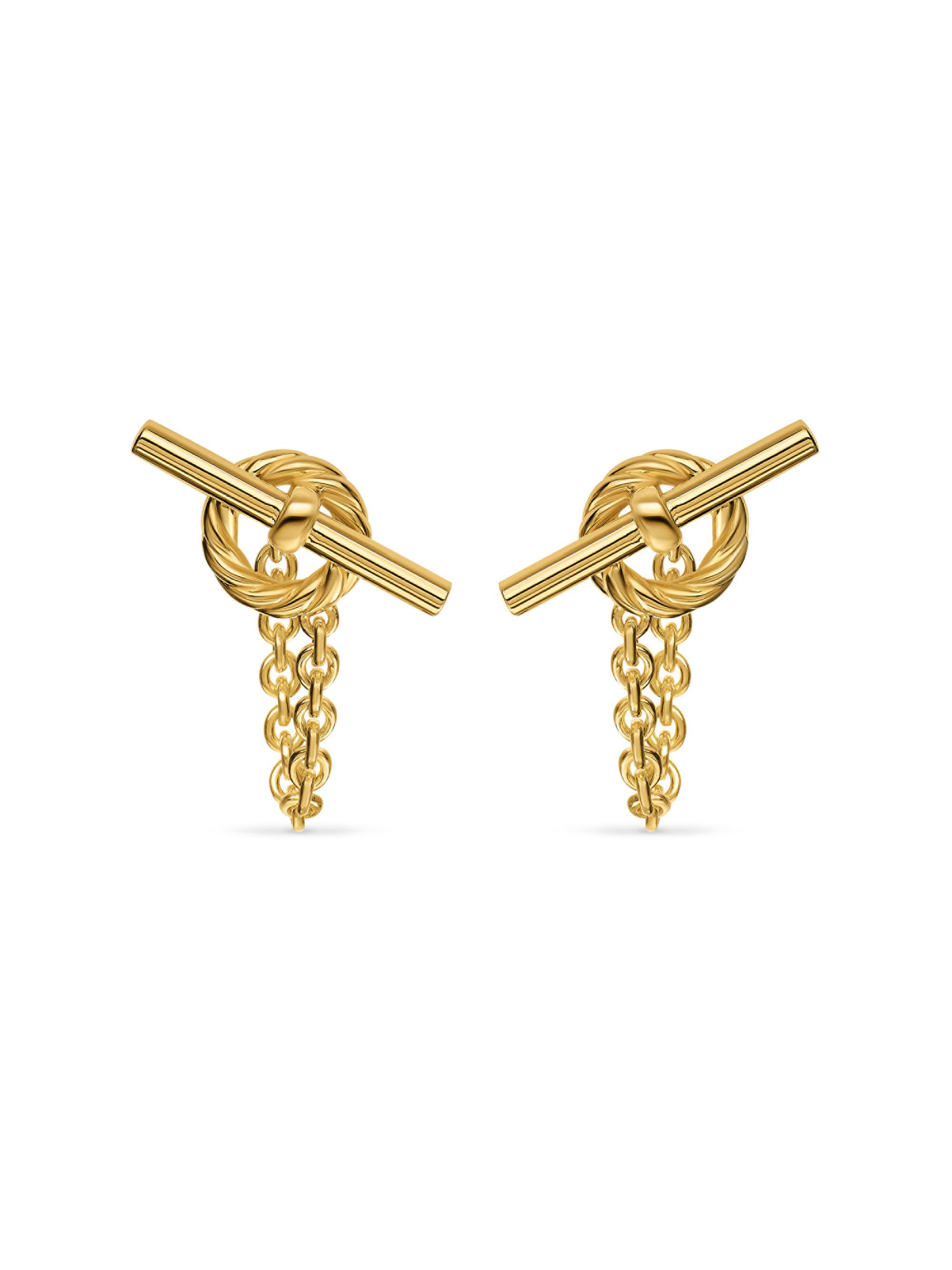 David Yurman Women's DY Mercer Bold Toggle Chain Stud Earrings in 18K Yellow Gold, 50.4MM - Gold