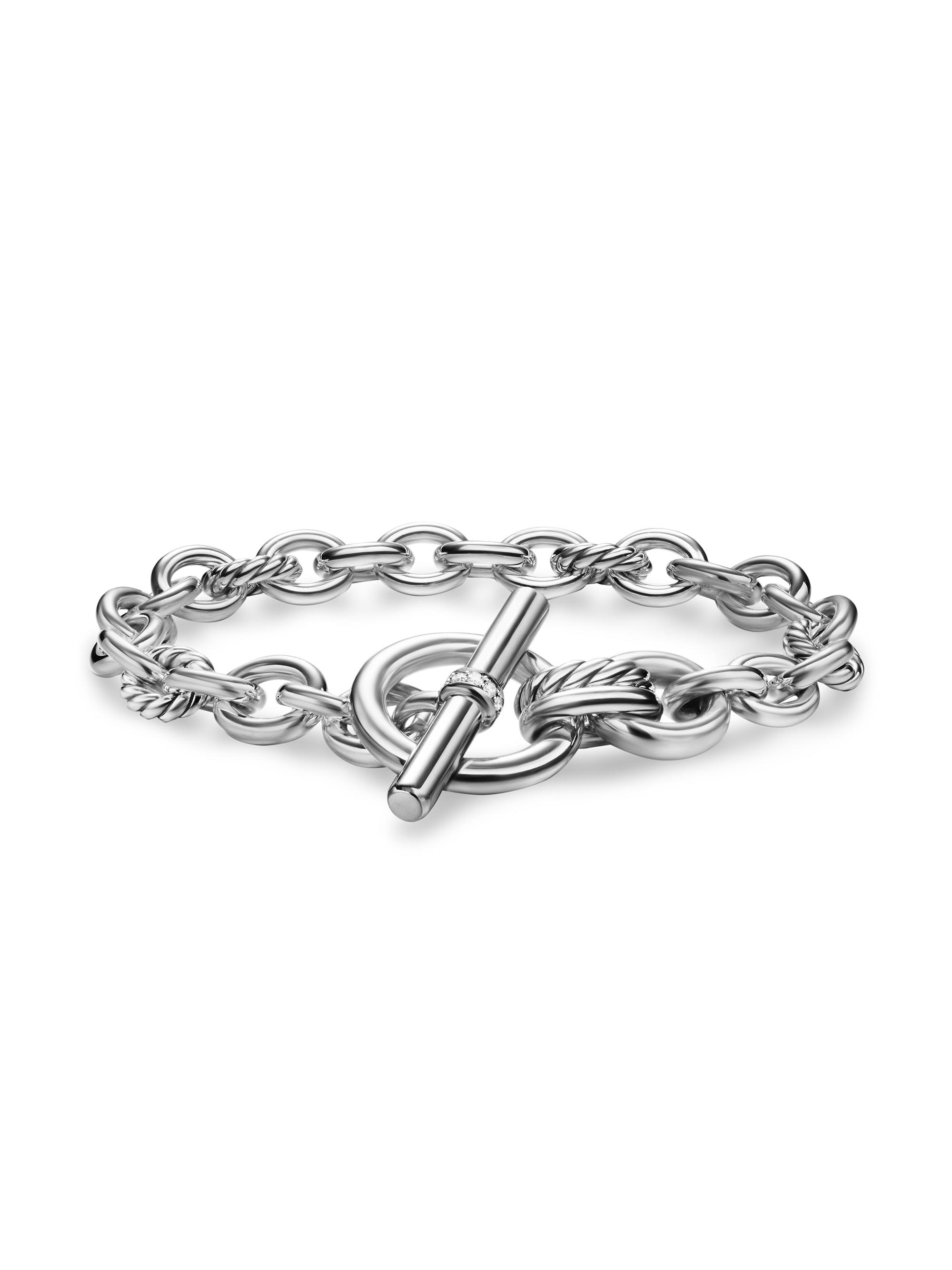 David Yurman Women's DY Mercer Toggle Chain Bracelet in Sterling Silver - Diamond