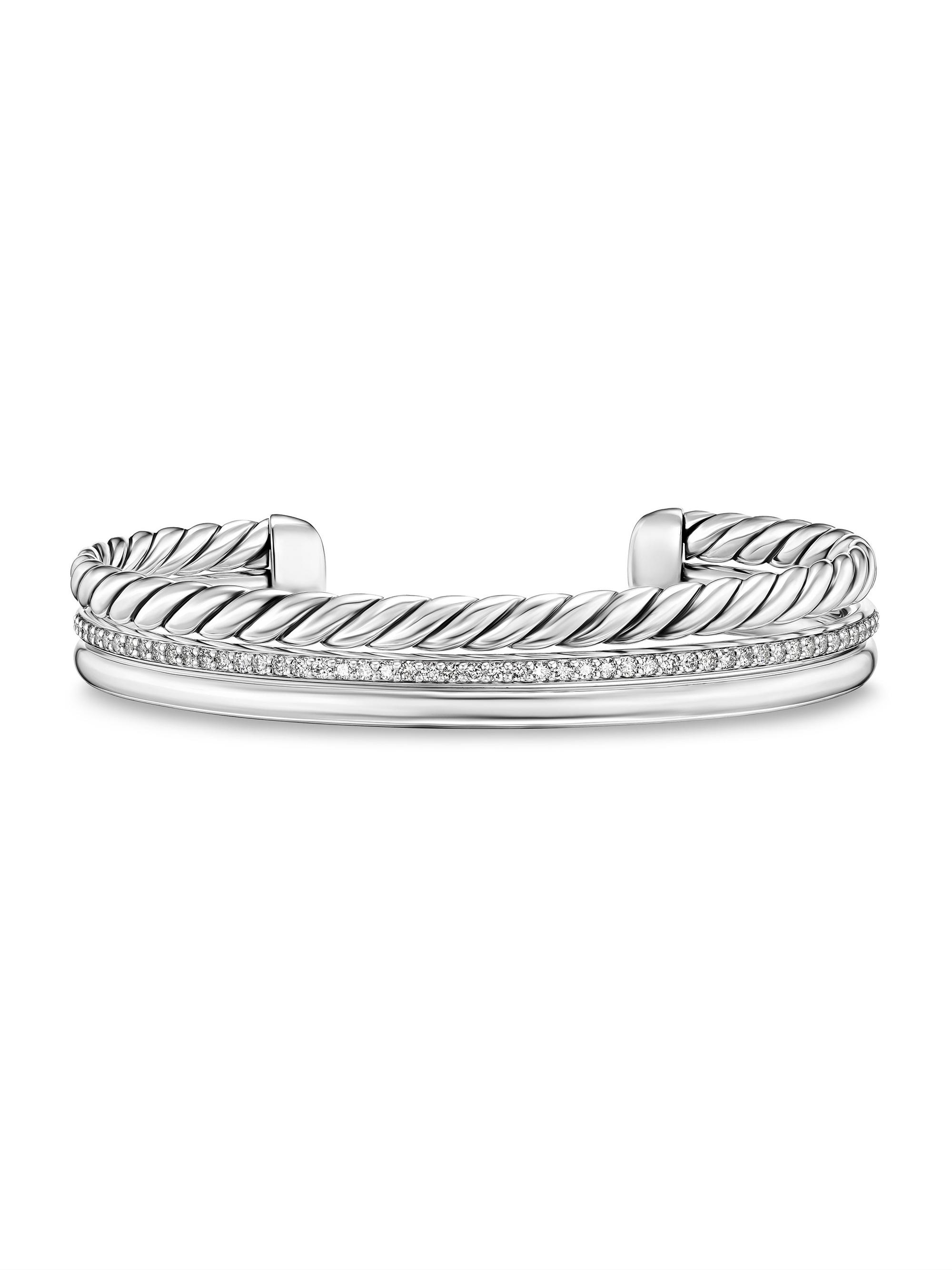 David Yurman Women's DY Mercer Three Row Cuff Bracelet in Sterling Silver - Silver