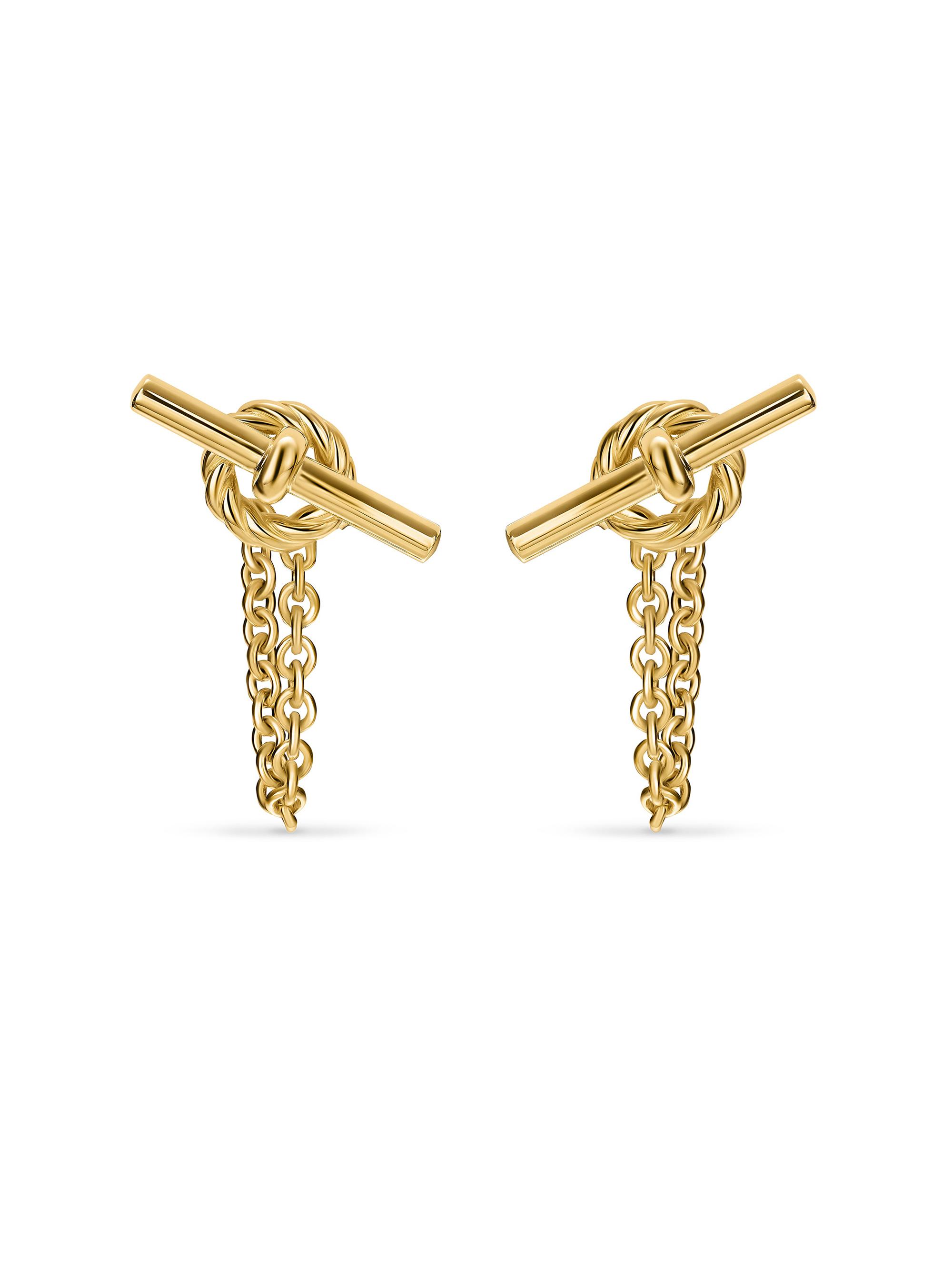 David Yurman Women's DY Mercer Petite Toggle Chain Stud Earrings in 18K Yellow Gold, 38.2MM - Gold