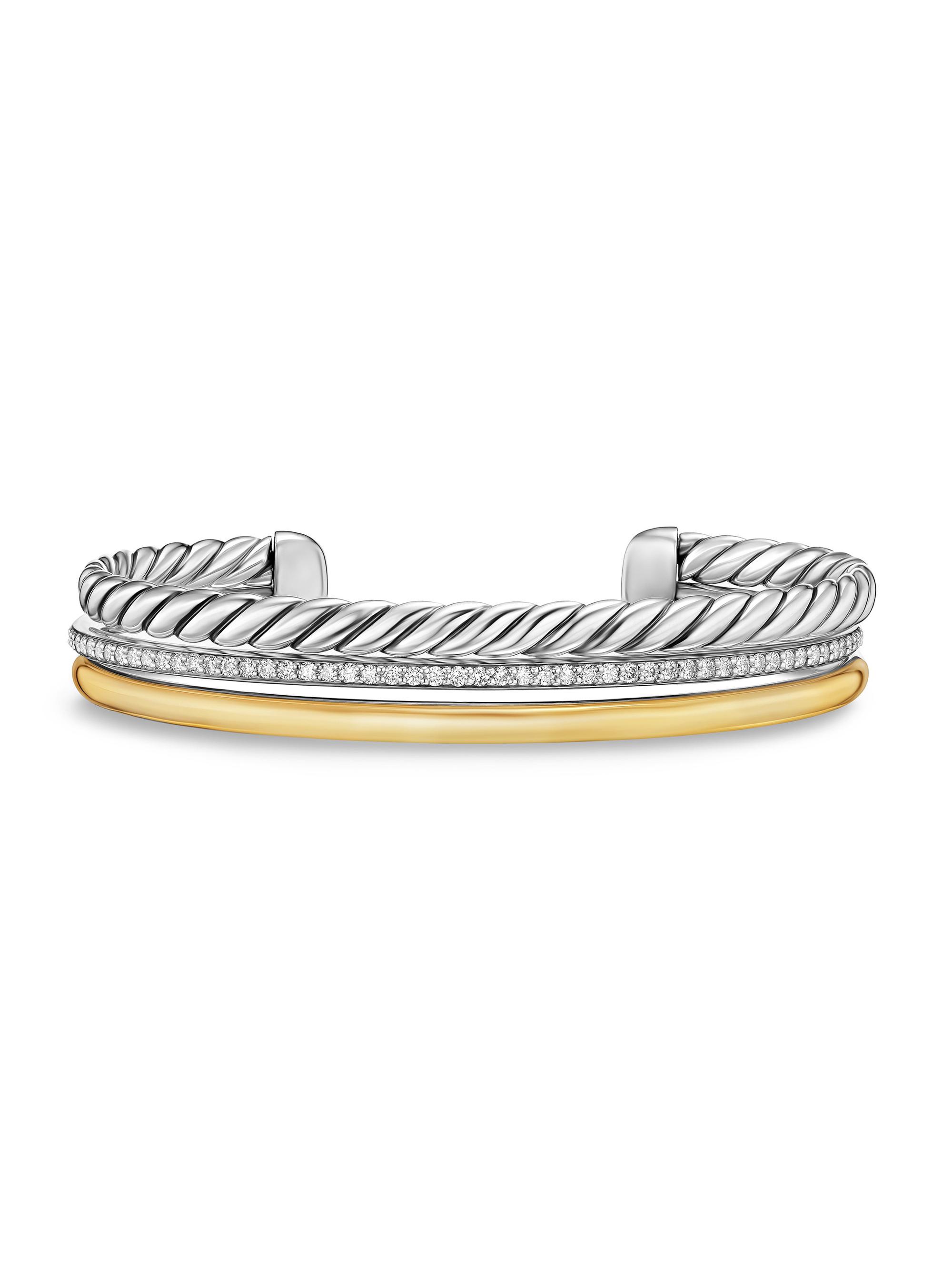 David Yurman Women's DY Mercer Three Row Cuff Bracelet in Sterling Silver - Silver