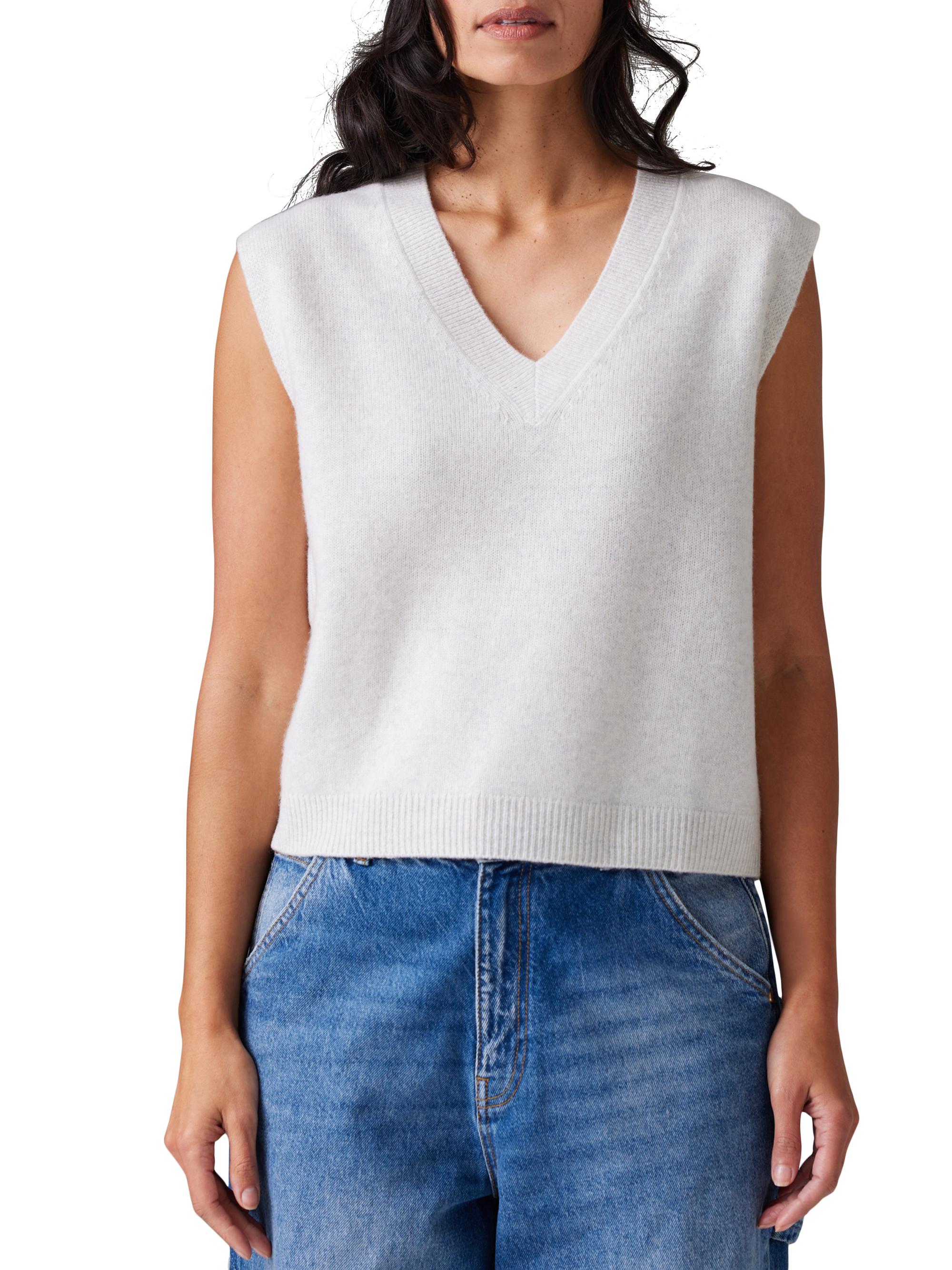 COLORUSH Women's Heavy Cashmere V-Neck Vest - Pebble