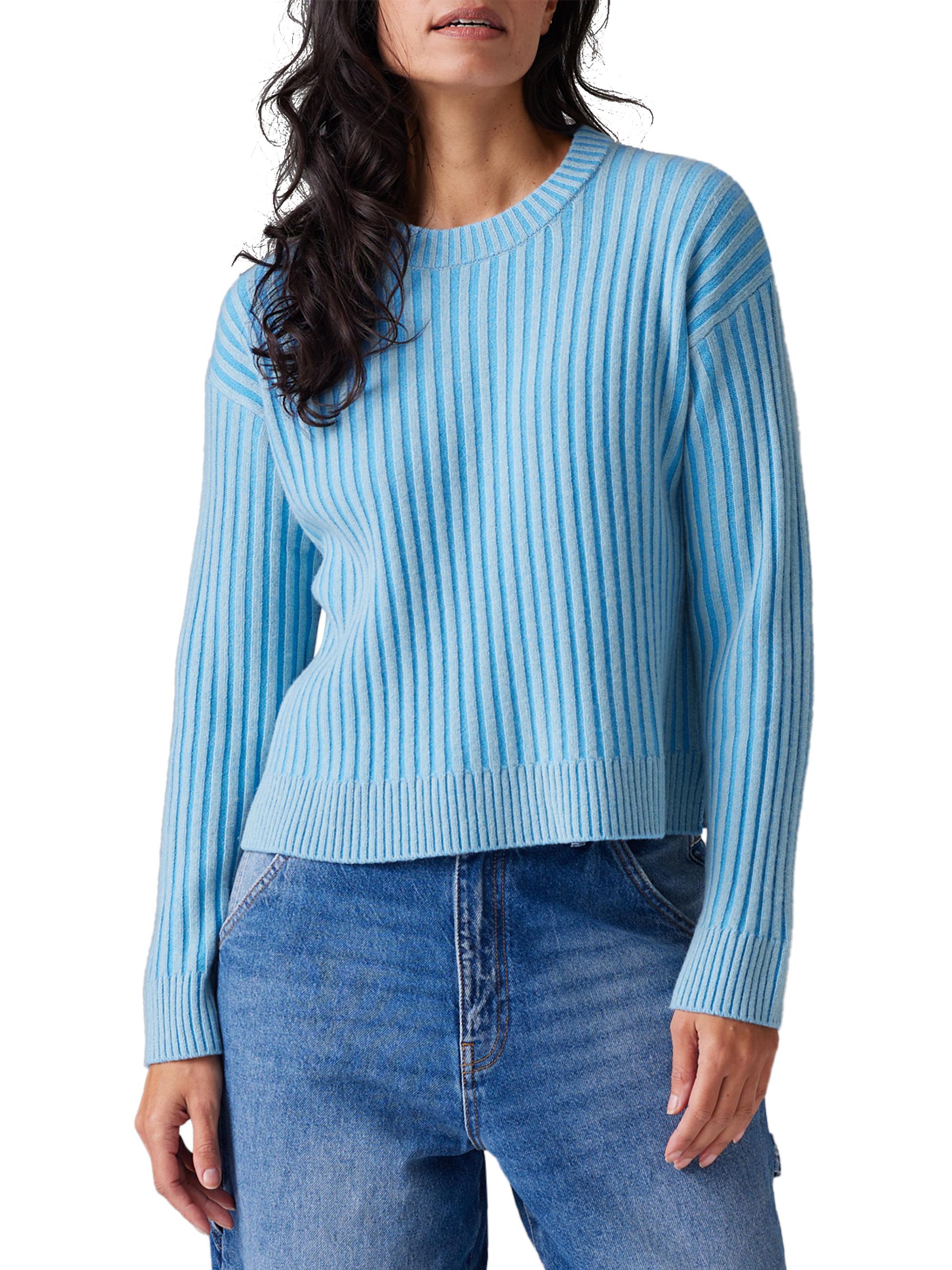 COLORUSH Women's Two-Tone Wool-Cashmere Crewneck Sweater - River