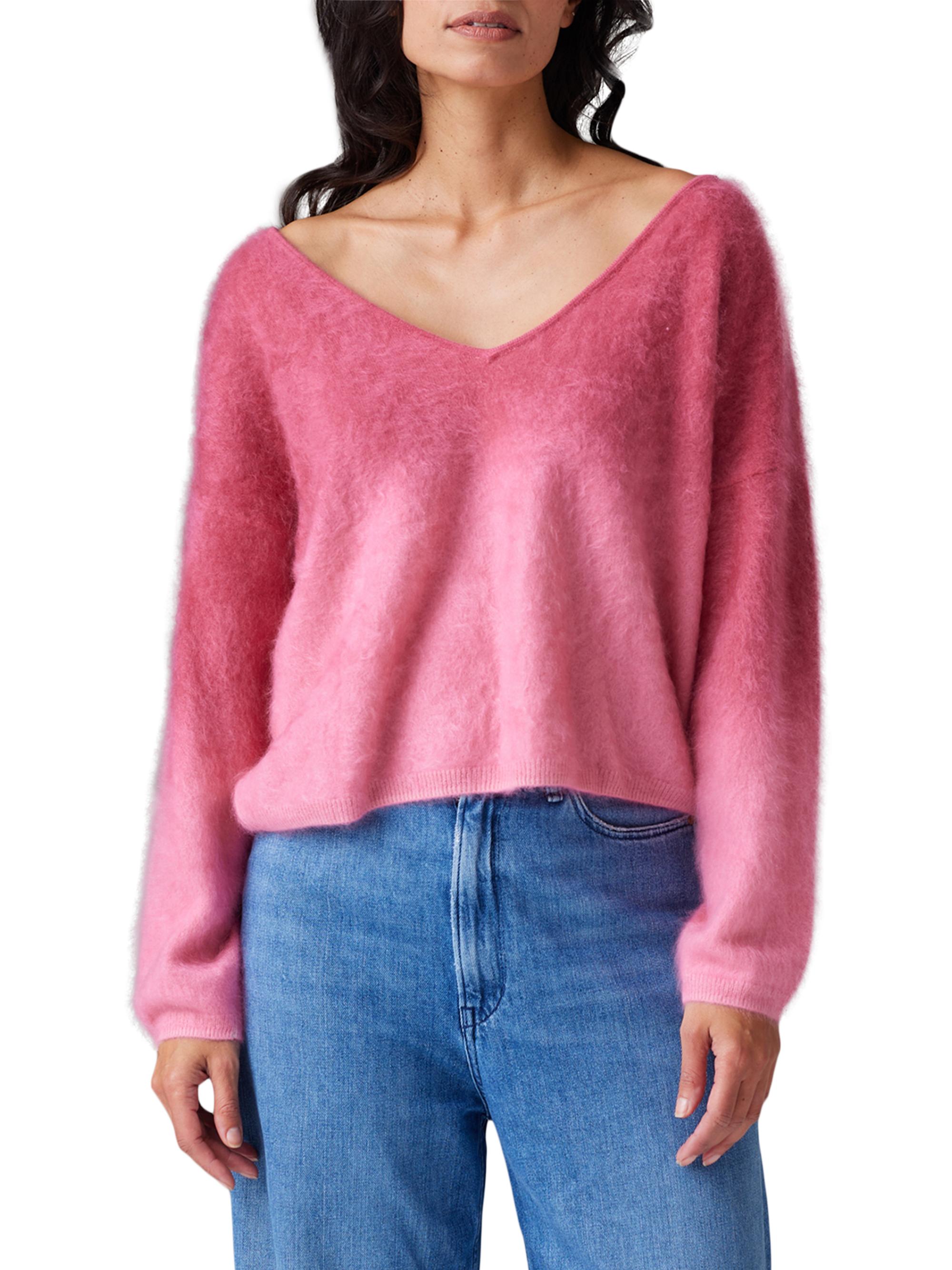 COLORUSH Women's Dip-Dye Brushed Cashmere Sweater - Dragon Fruit Dip