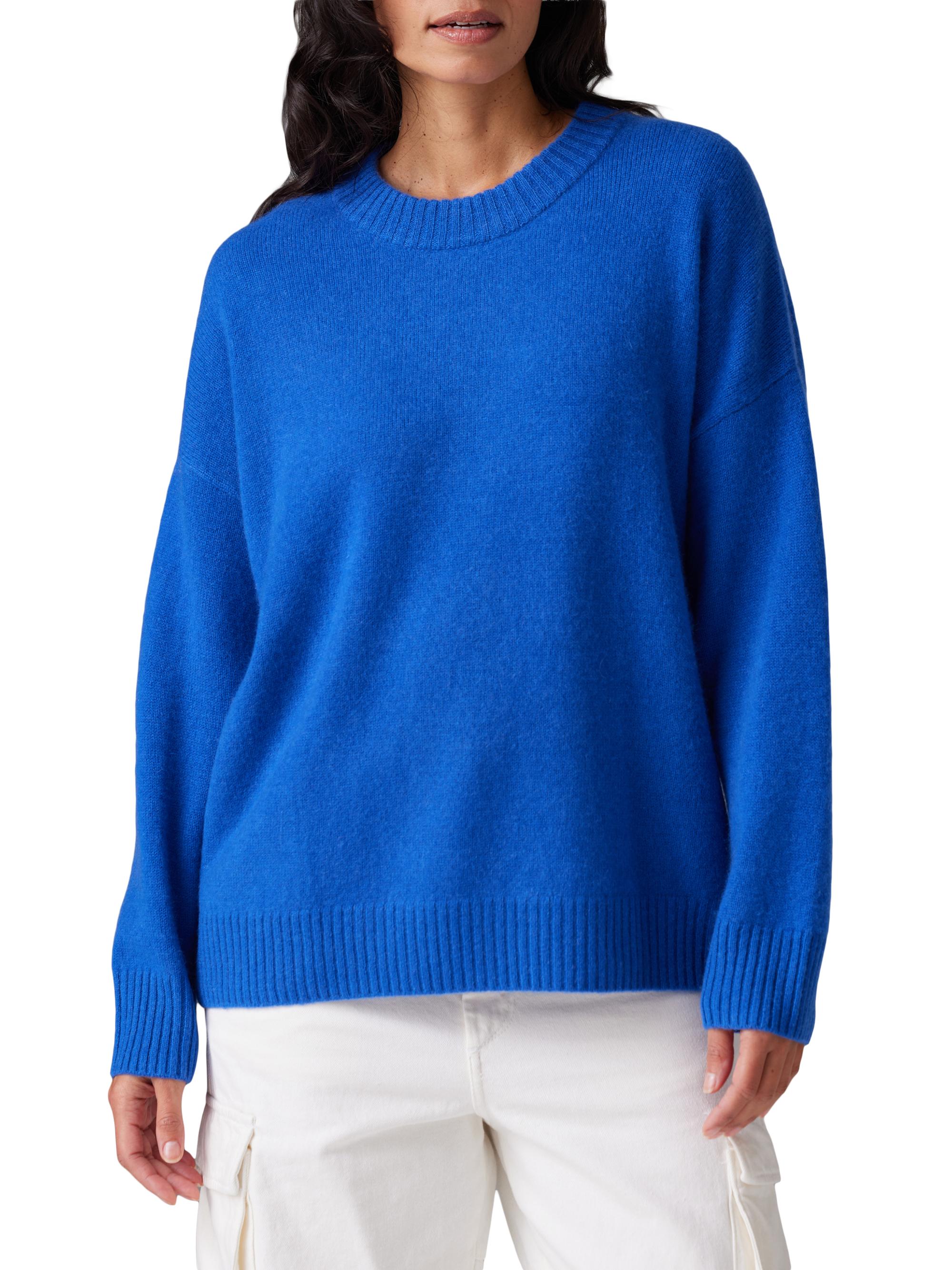 COLORUSH Women's Heavy Cashmere Relaxed Crewneck Sweater - Atlantic