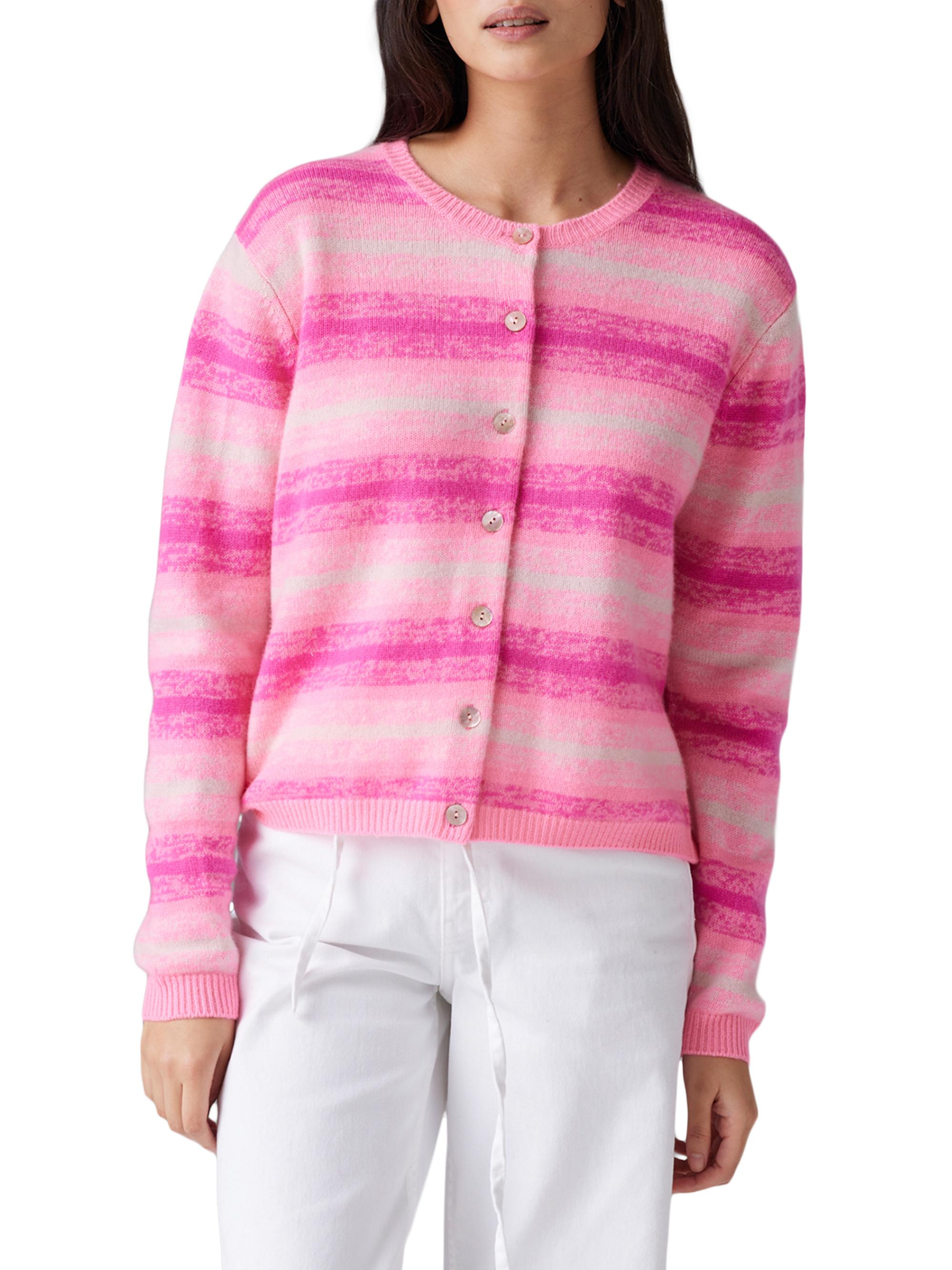 COLORUSH Women's Space Dye Stripe Cardigan Cashmere - Libra