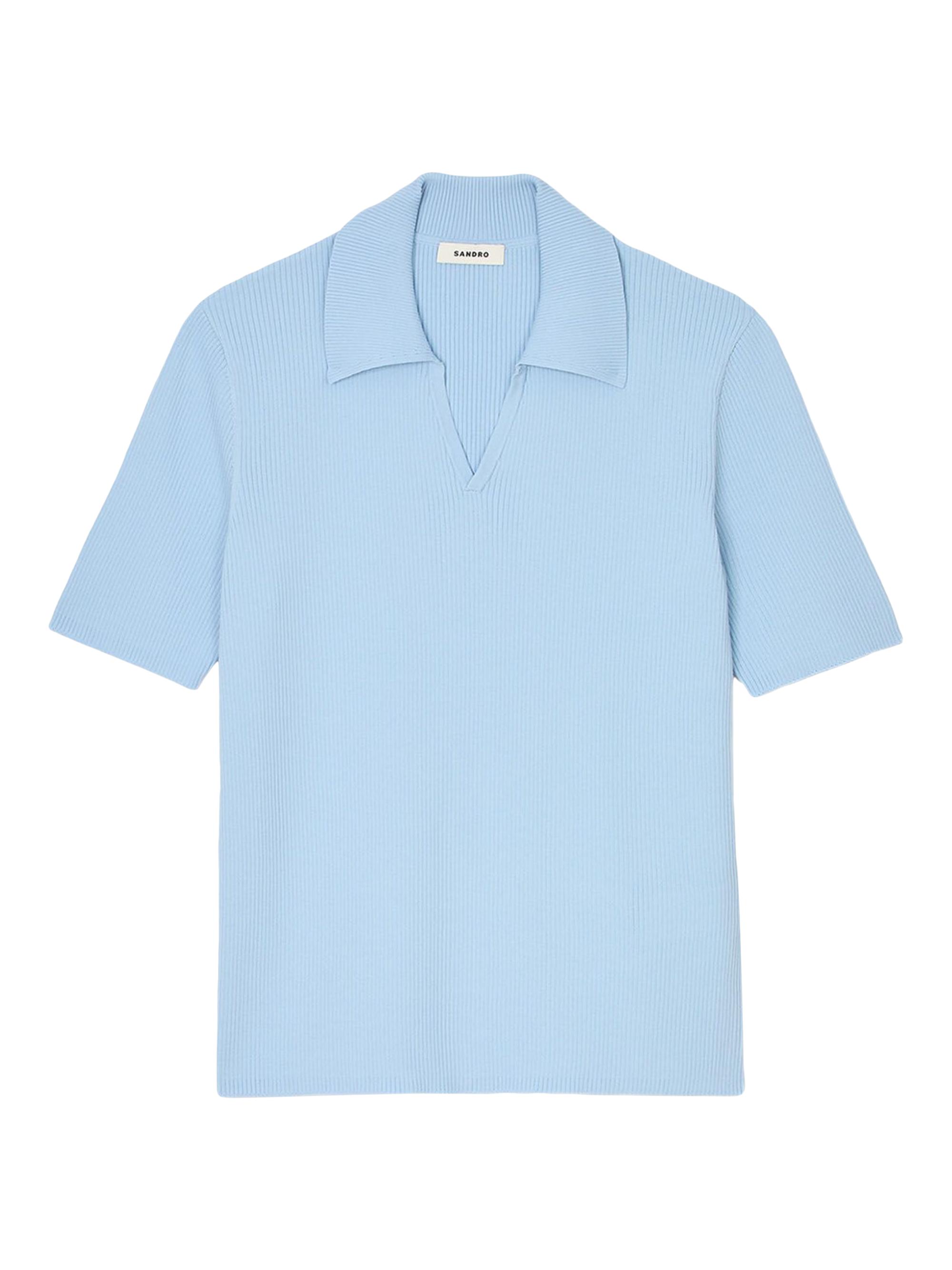 Sandro Men's Rib Knit Polo Shirt - Optic White