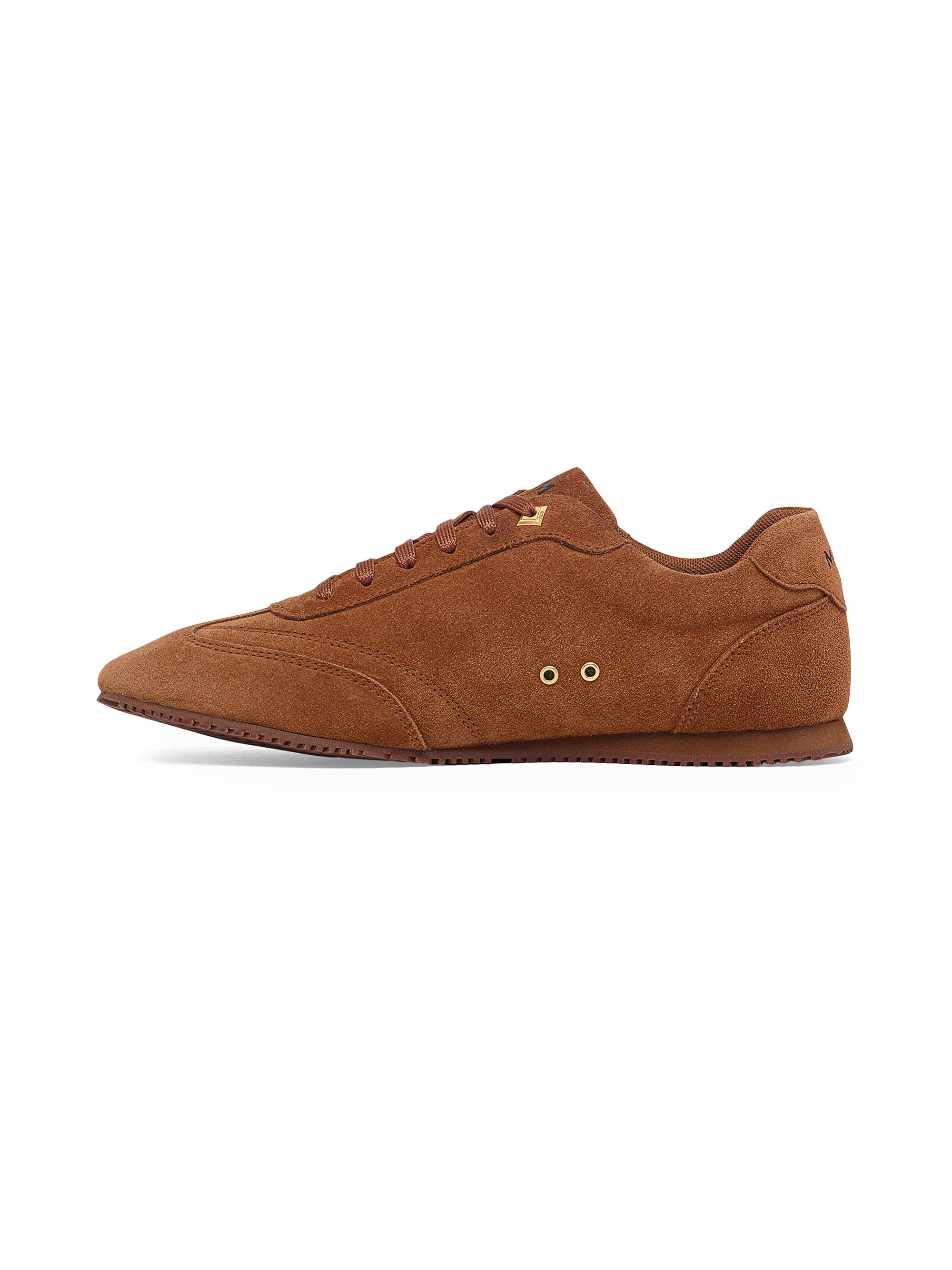 MCM Men's Federlite Suede Low-Top Sneakers - Cognac