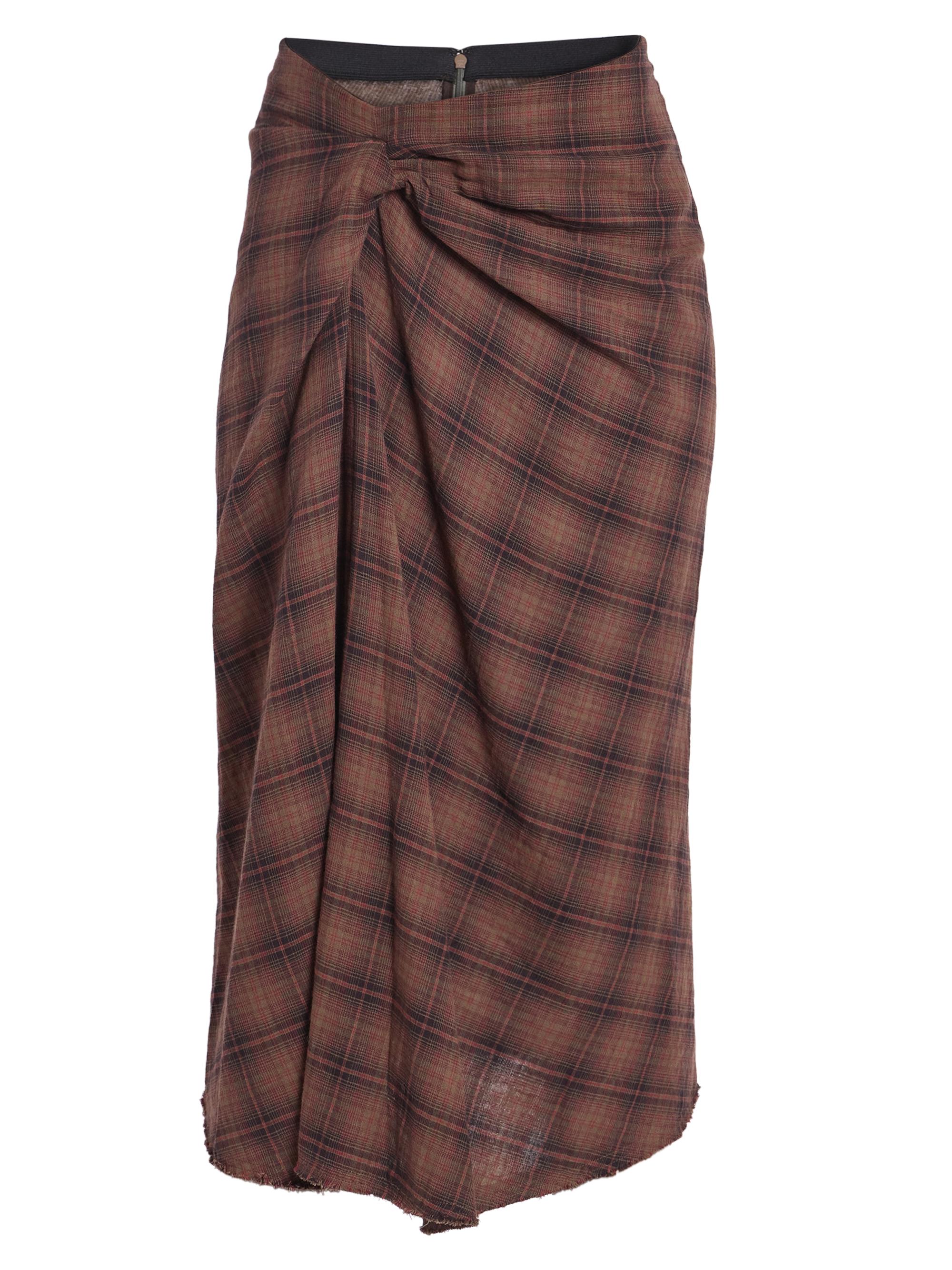 Isabel Marant Étoile Women's Nicole Plaid Gathered Midi-Skirt - Dark Bronze