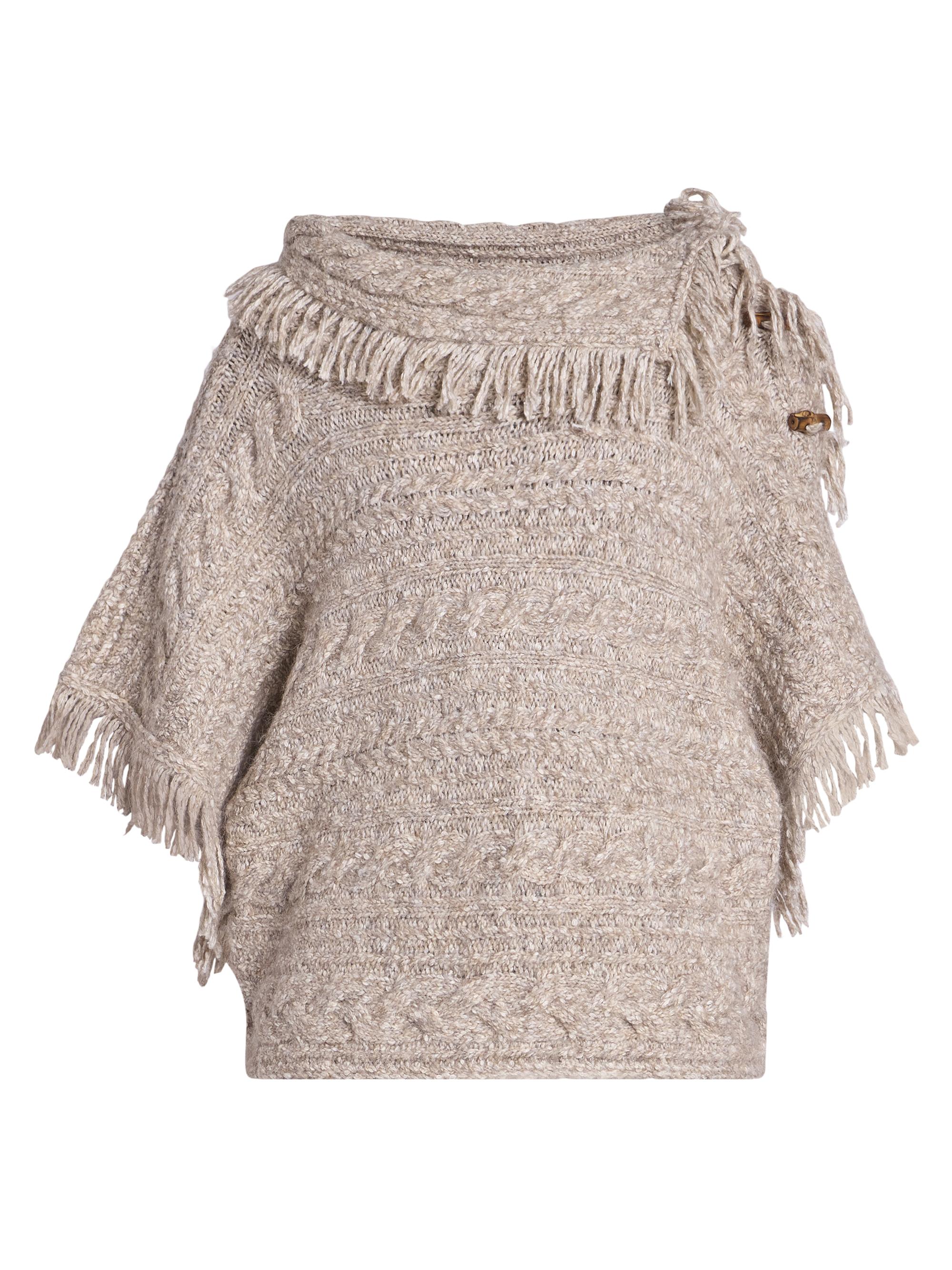 Isabel Marant Étoile Women's Blanche Cabled Poncho Sweater - Taupe
