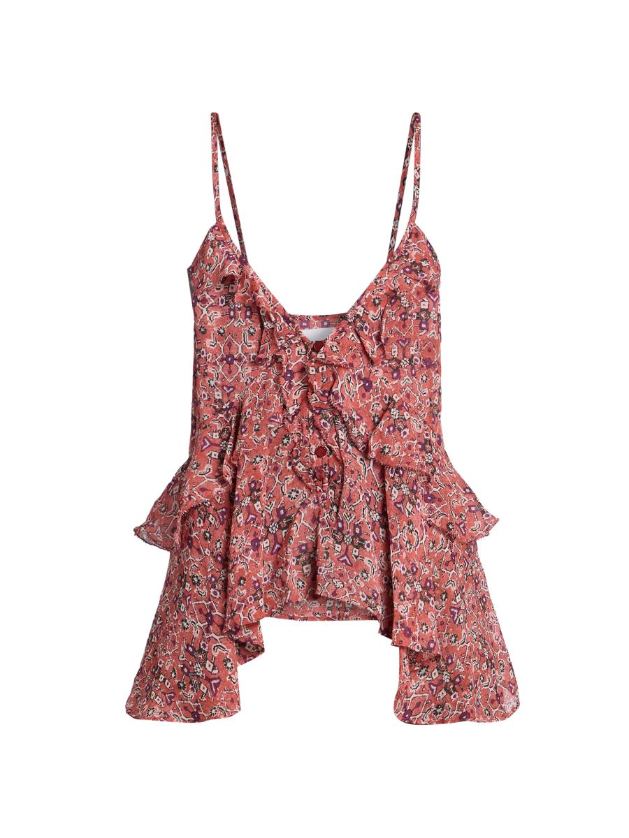 Isabel Marant Étoile Briara Printed Ruffle Tank Top | Saks