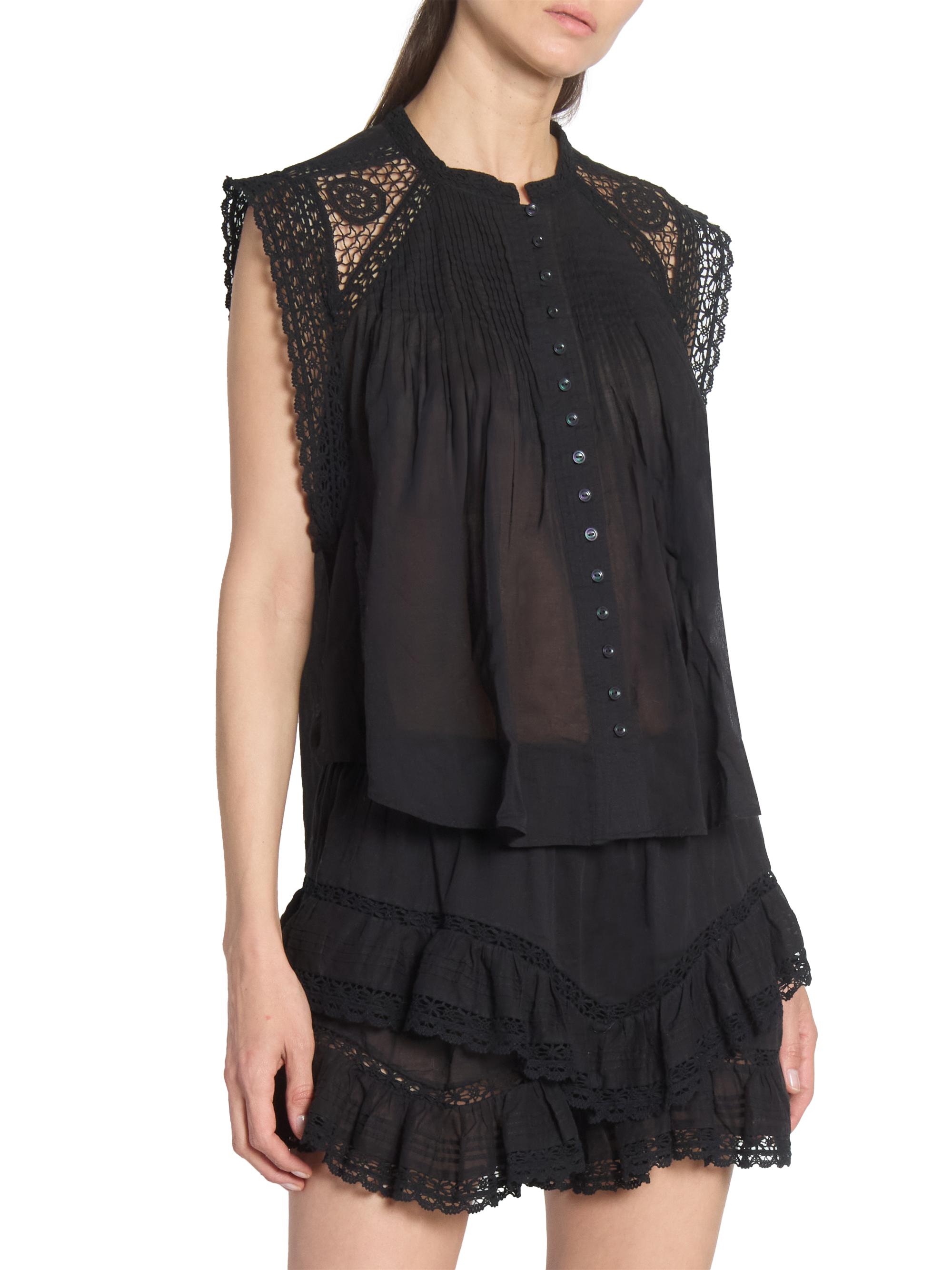 Isabel Marant Étoile Gresia Lace-Trim Cotton Top | Saks Fifth Avenue