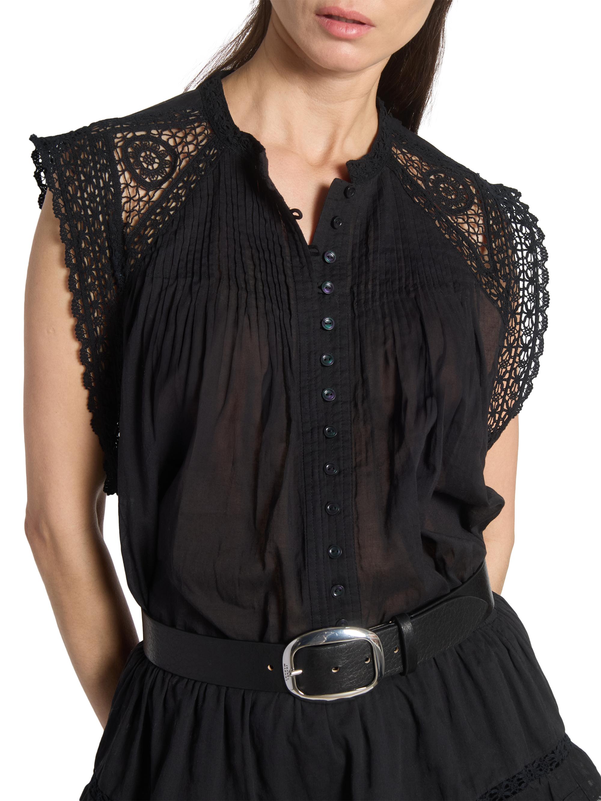 Isabel Marant Étoile Gresia Lace-Trim Cotton Top | Saks Fifth Avenue