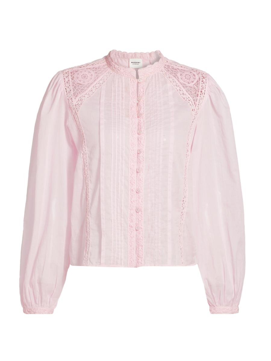 Isabel Marant Étoile Greicy Lace-Trimmed Cotton Blouse Saks Fifth