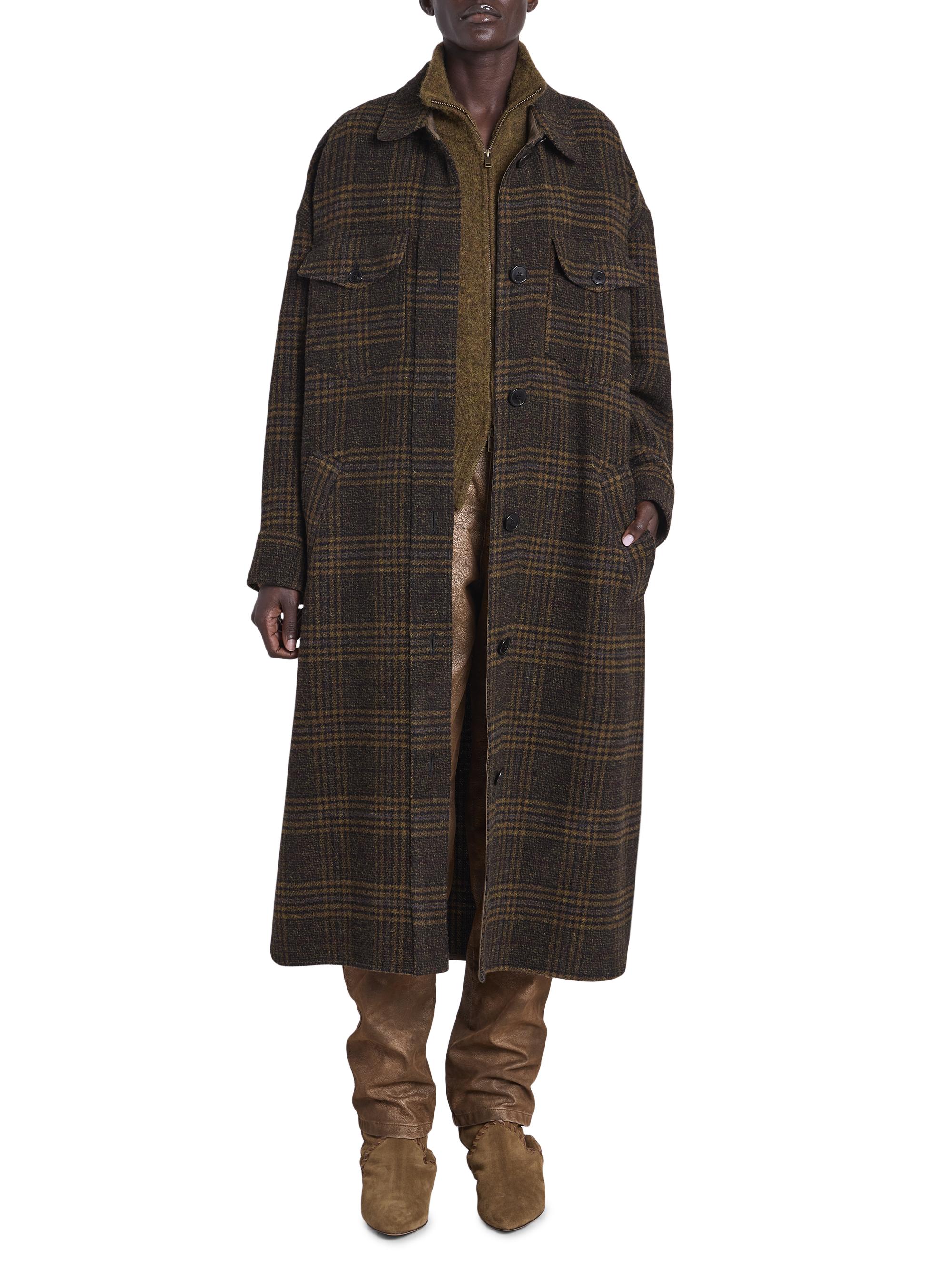 Isabel Marant Étoile Gislene Plaid Virgin Wool Coat | Saks Fifth