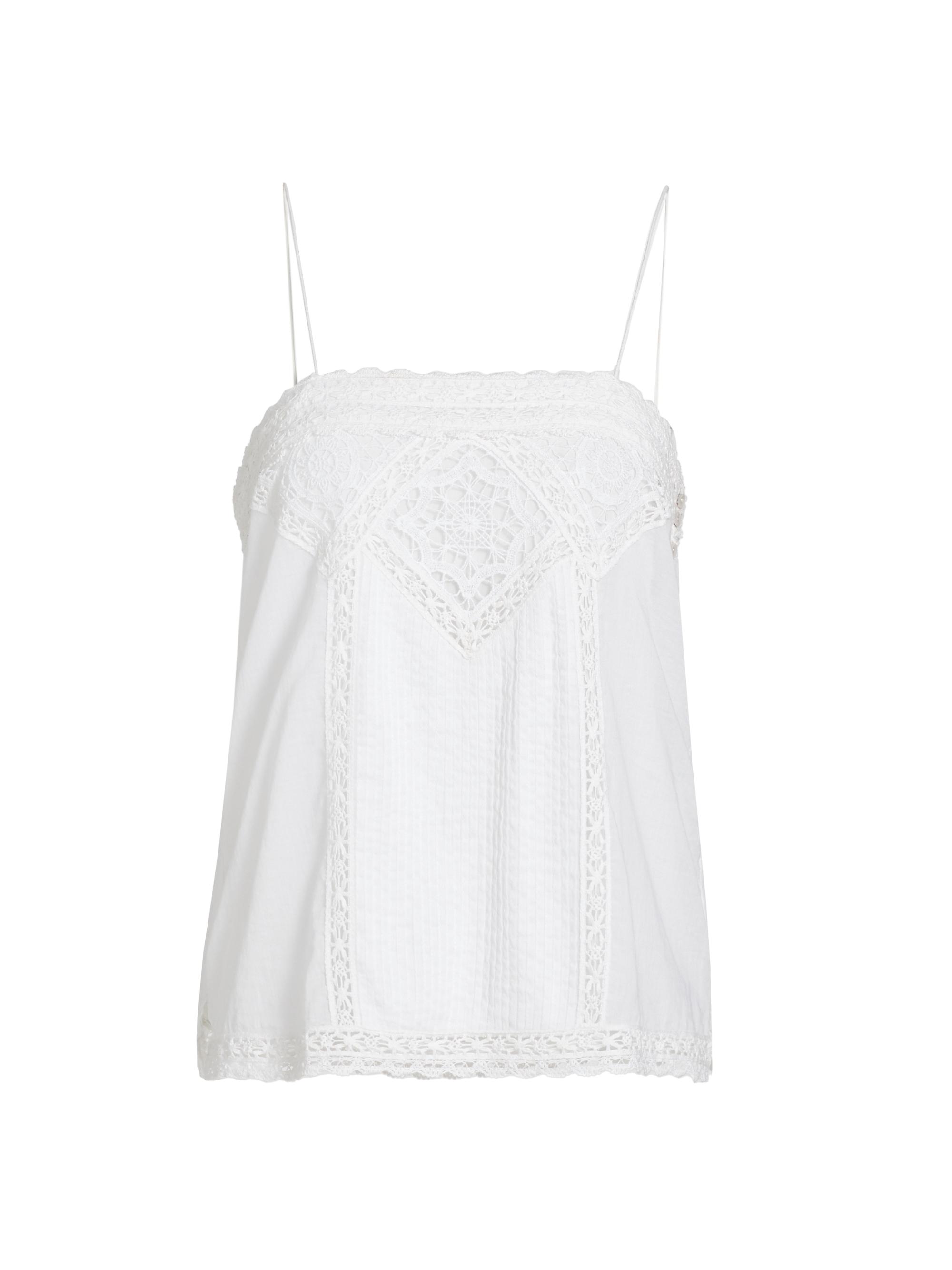 Isabel Marant Étoile Women's Gaelia Lace-Trim Cotton Top - White