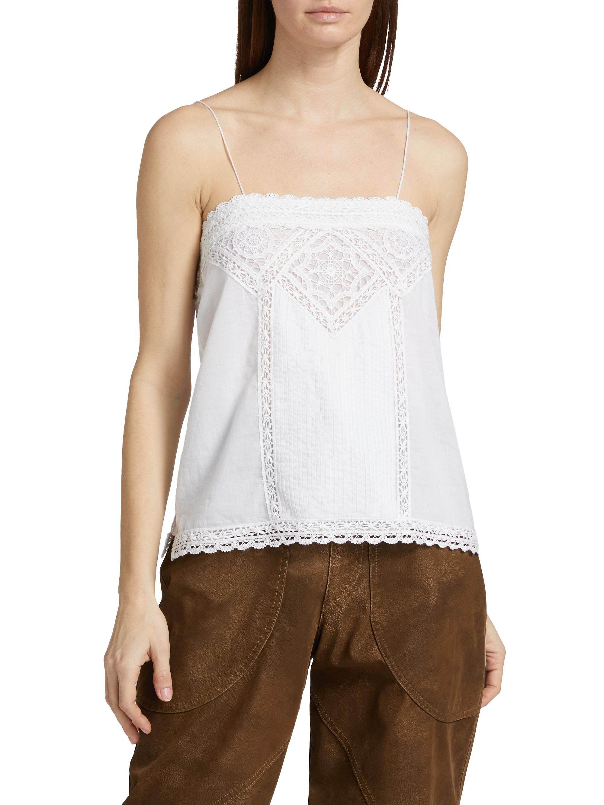 Isabel Marant Étoile Gaelia Lace-Trim Cotton Top | Saks Fifth Avenue