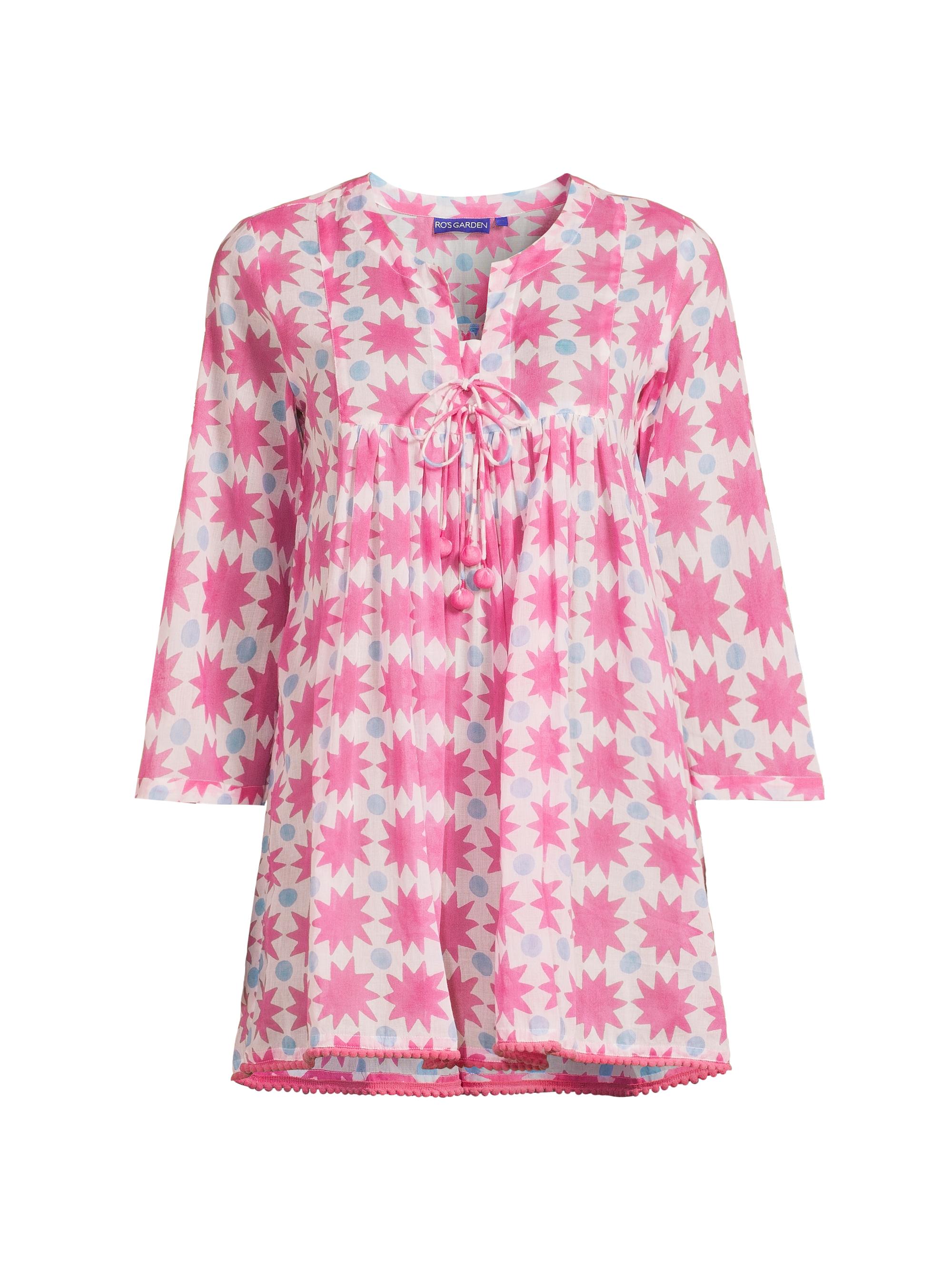 Ro's Garden Women's Seychelles Printed Cotton Tunic - Magenta Positano