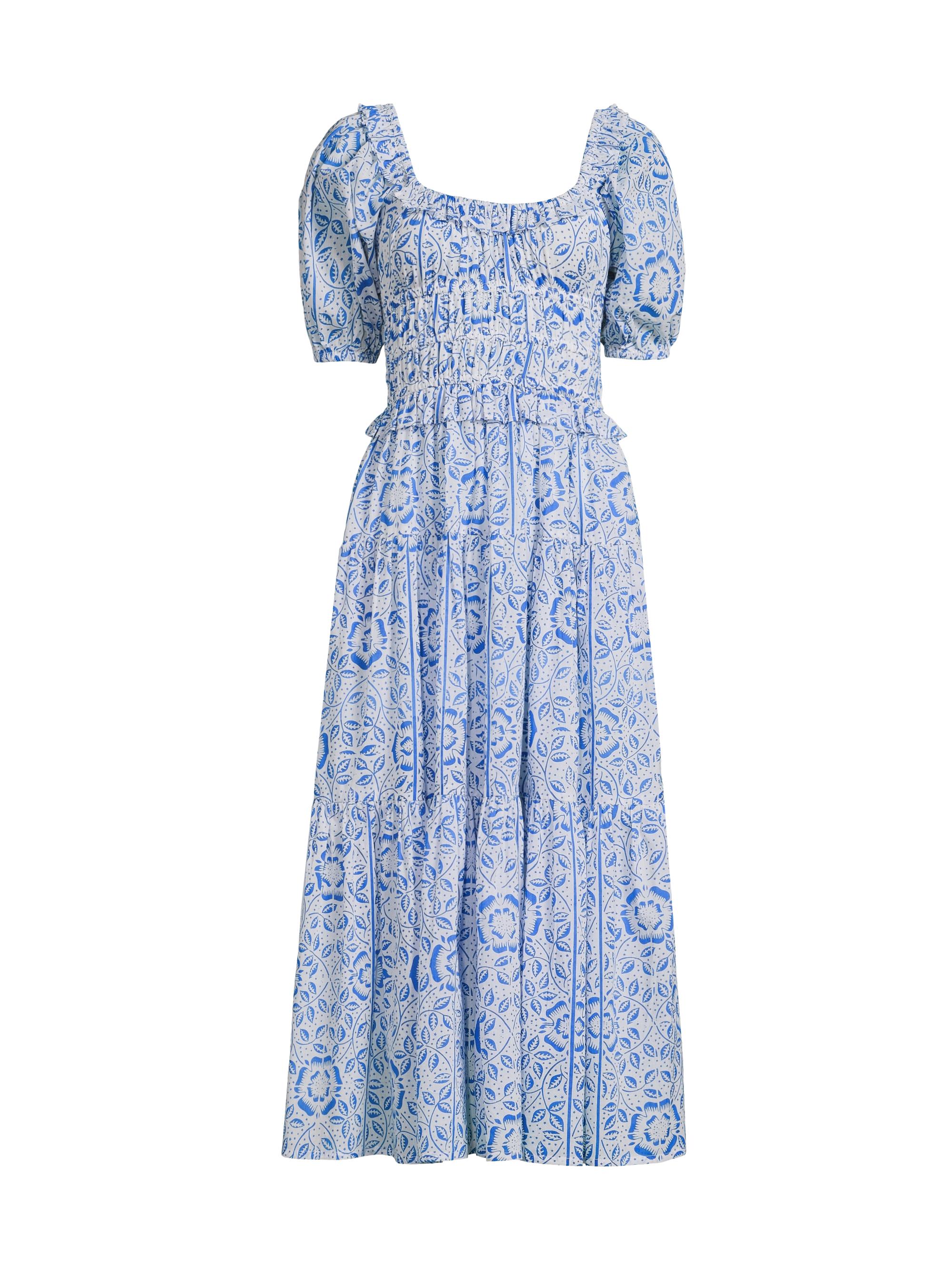 Ro's Garden Women's Percy Floral Cotton Midi-Dress - Blue Aurora