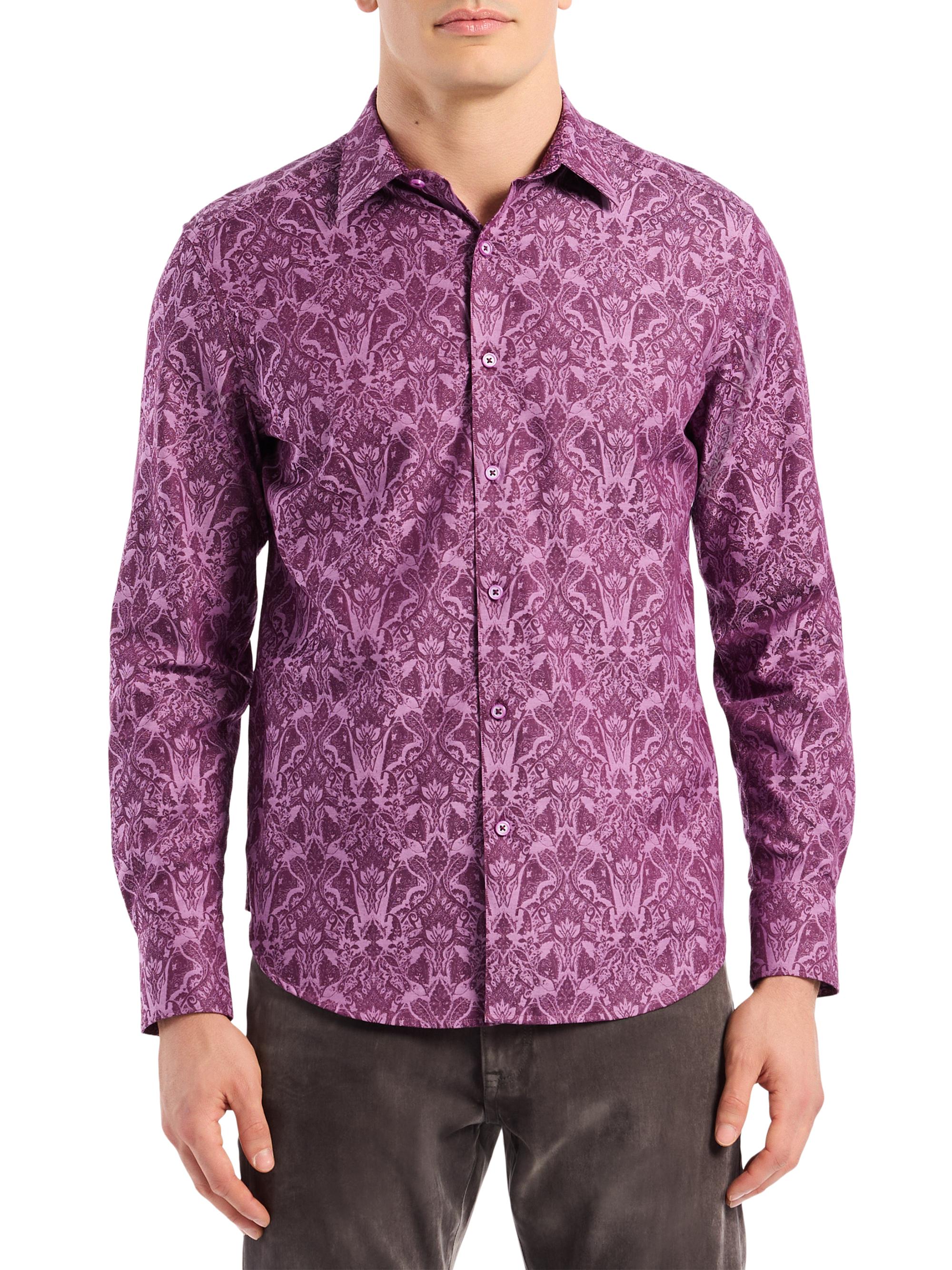 Robert Graham Men's Highland Button-Front Shirt - Berry