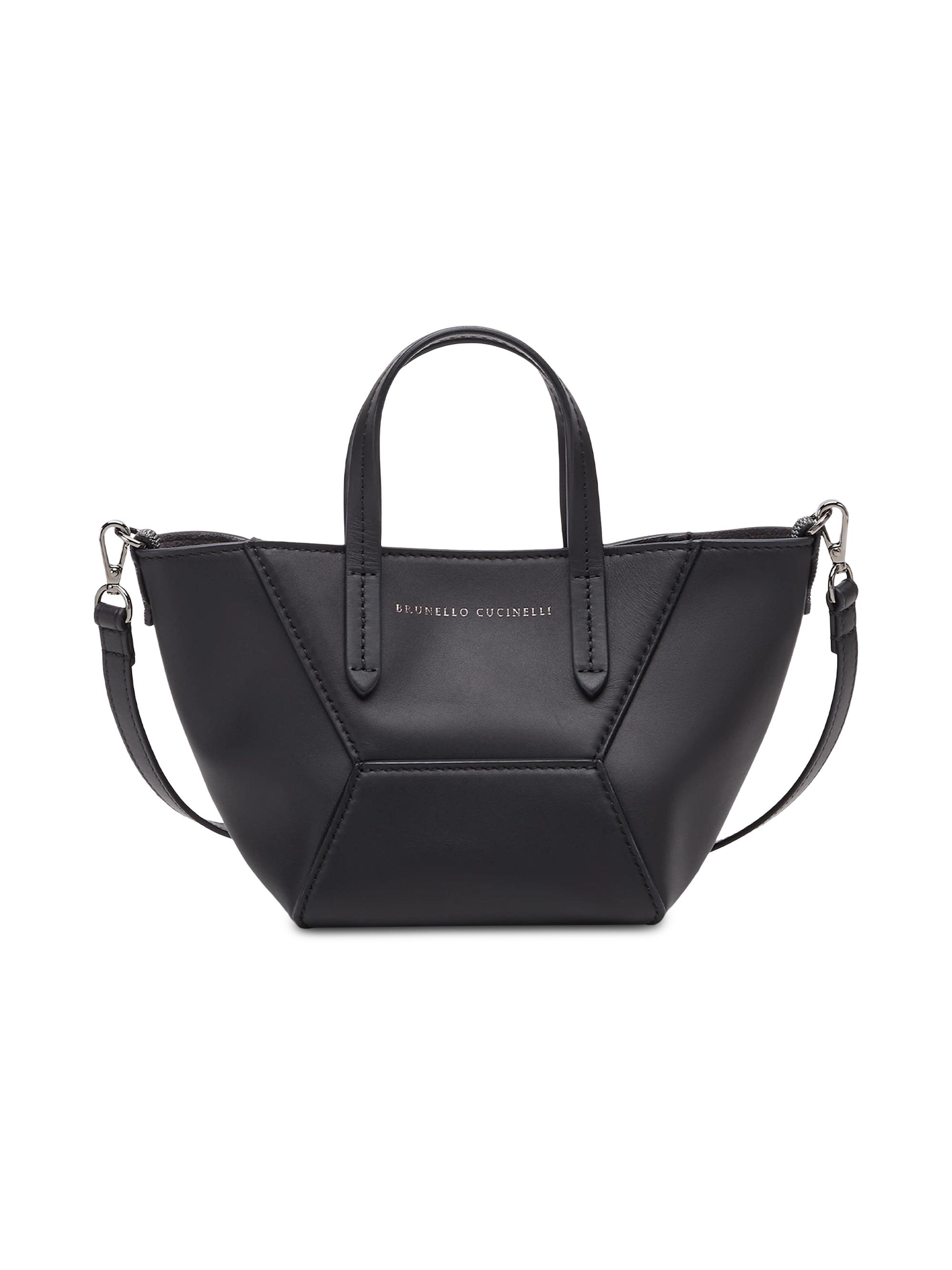 Brunello Cucinelli Women's Duo Mini Bag in Calfskin with Monili - Black