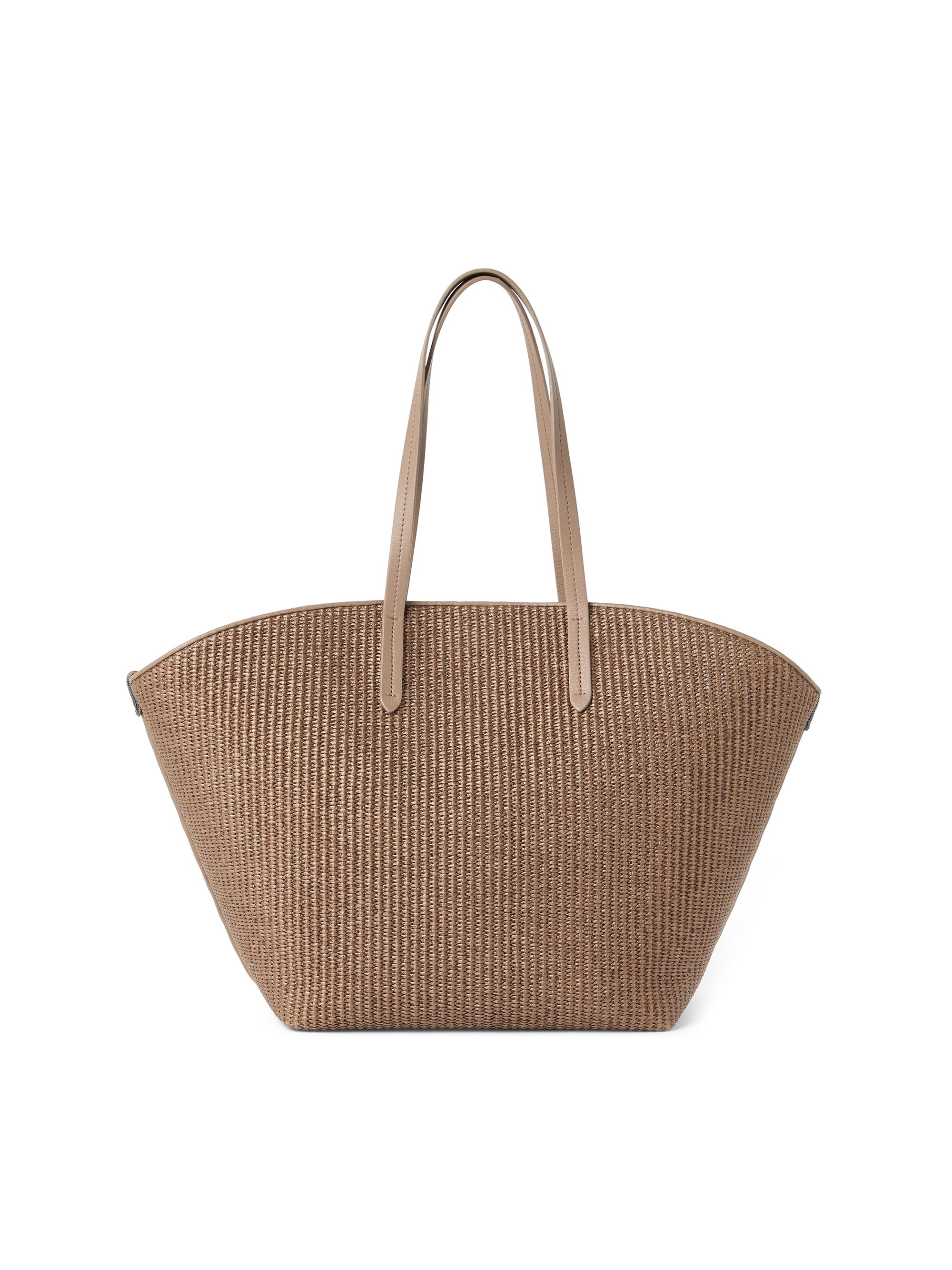 Brunello Cucinelli Women's Pannier Shopper Tote in Techno Cotton Raffia - Light Brown