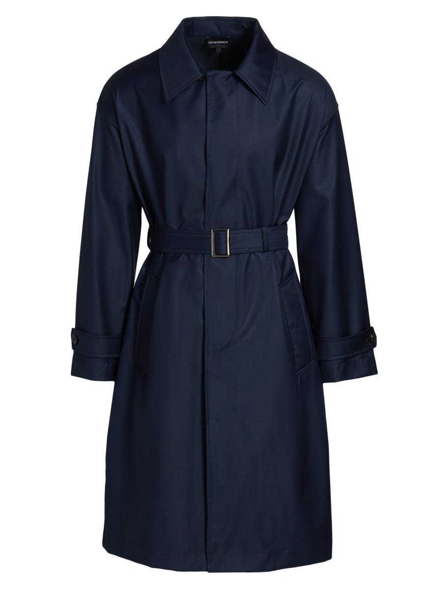 美品！GIORGIO ARMANI脱着ライナー濃紺トレンチコート46 Emporio Armani Wool Belted Trench Coat | Saks Fifth Avenue