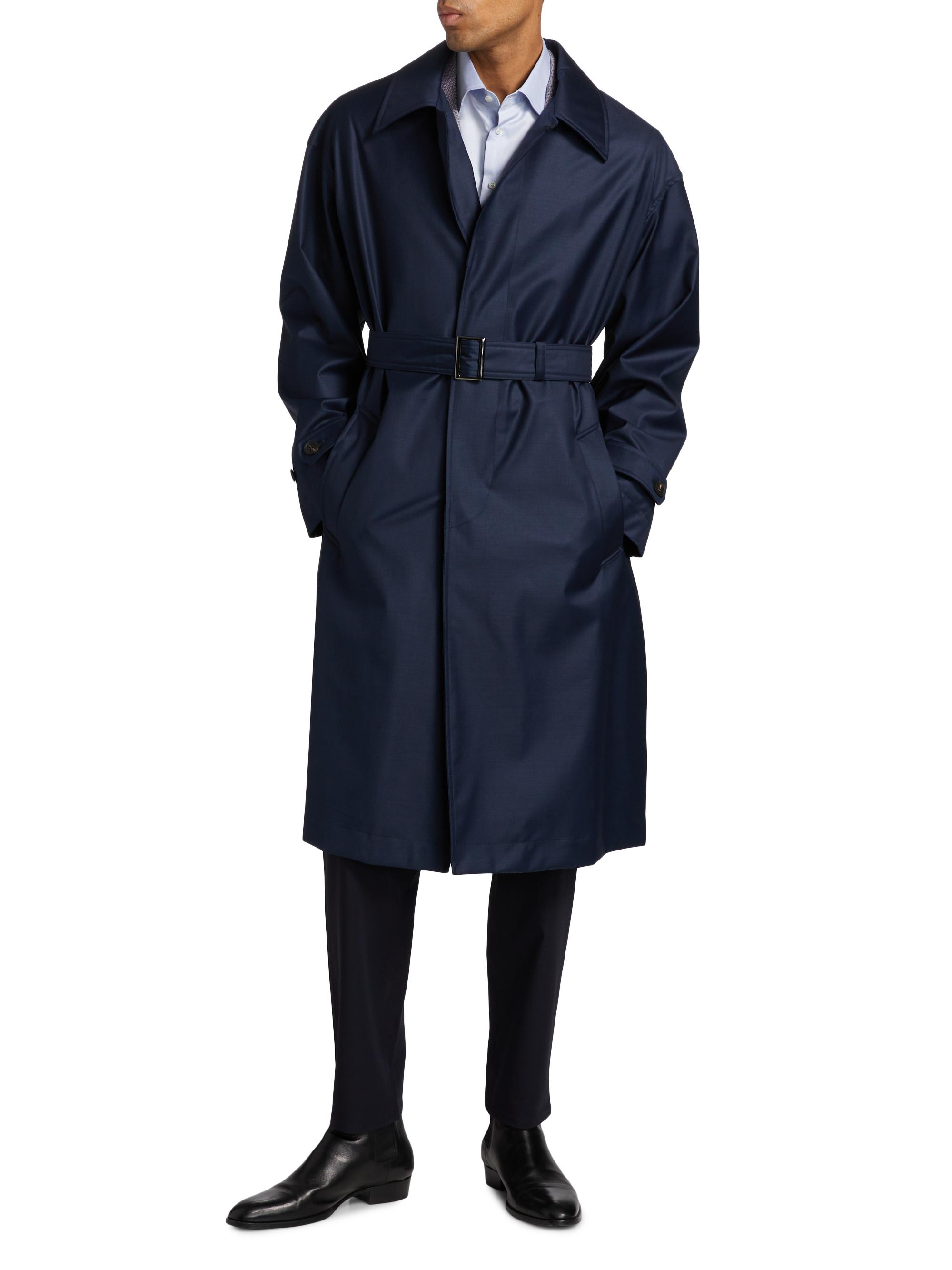 Emporio Armani Wool Belted Trench Coat | Saks Fifth Avenue