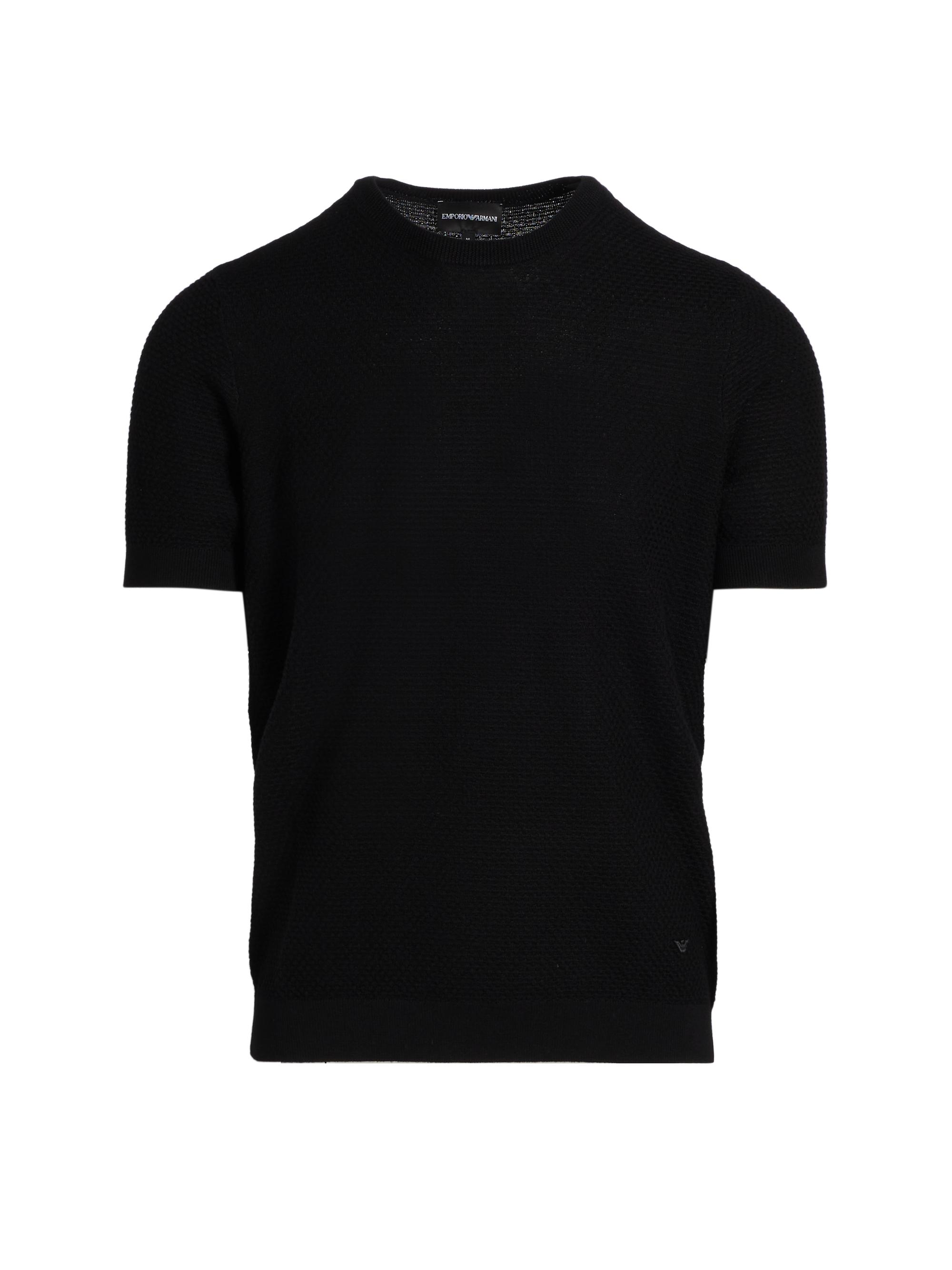 Emporio Armani Men's Tonal Textured Short-Sleeve Sweater - Black