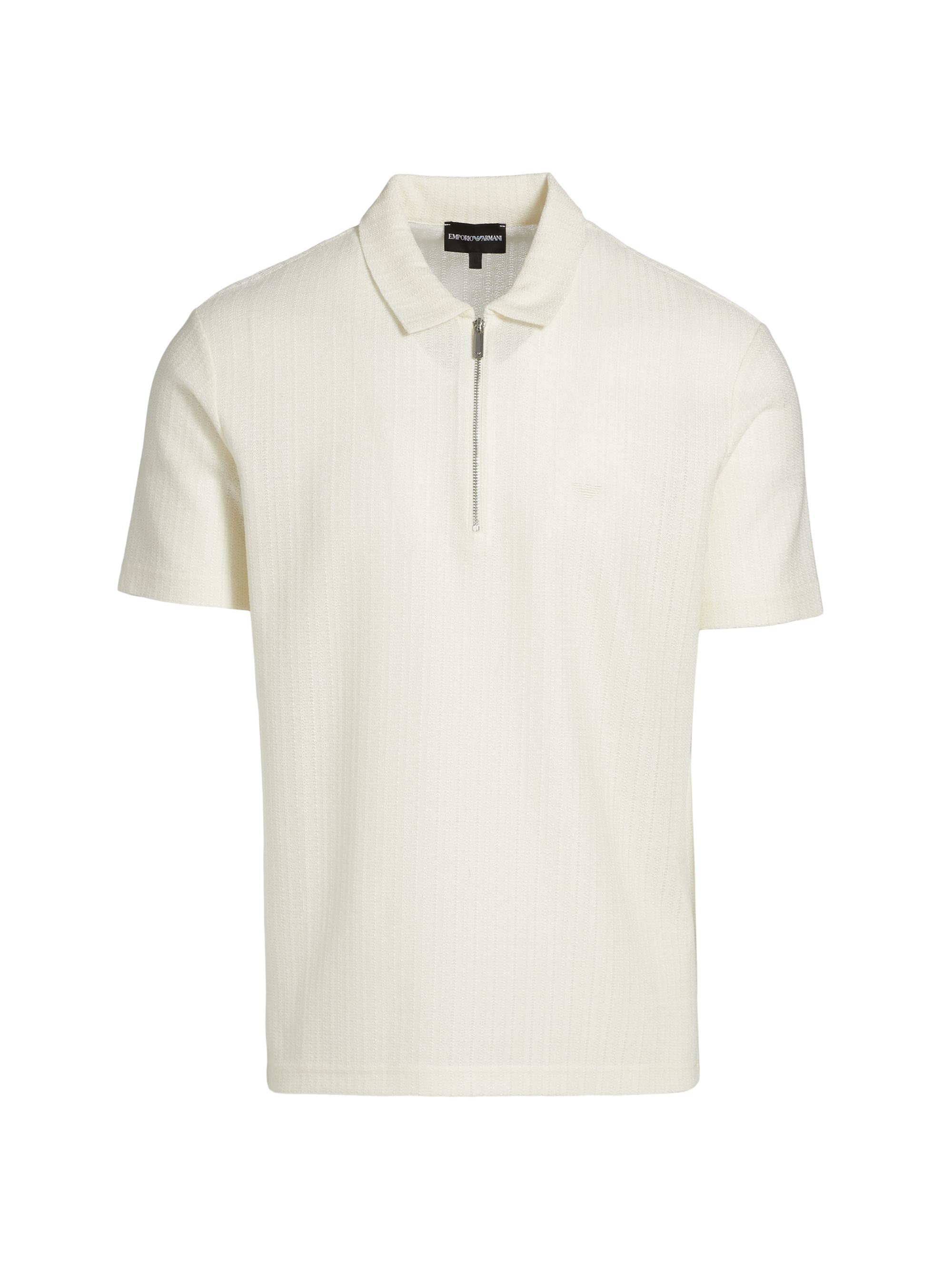 Emporio Armani Men's Knit Half-Zip Polo Shirt - White