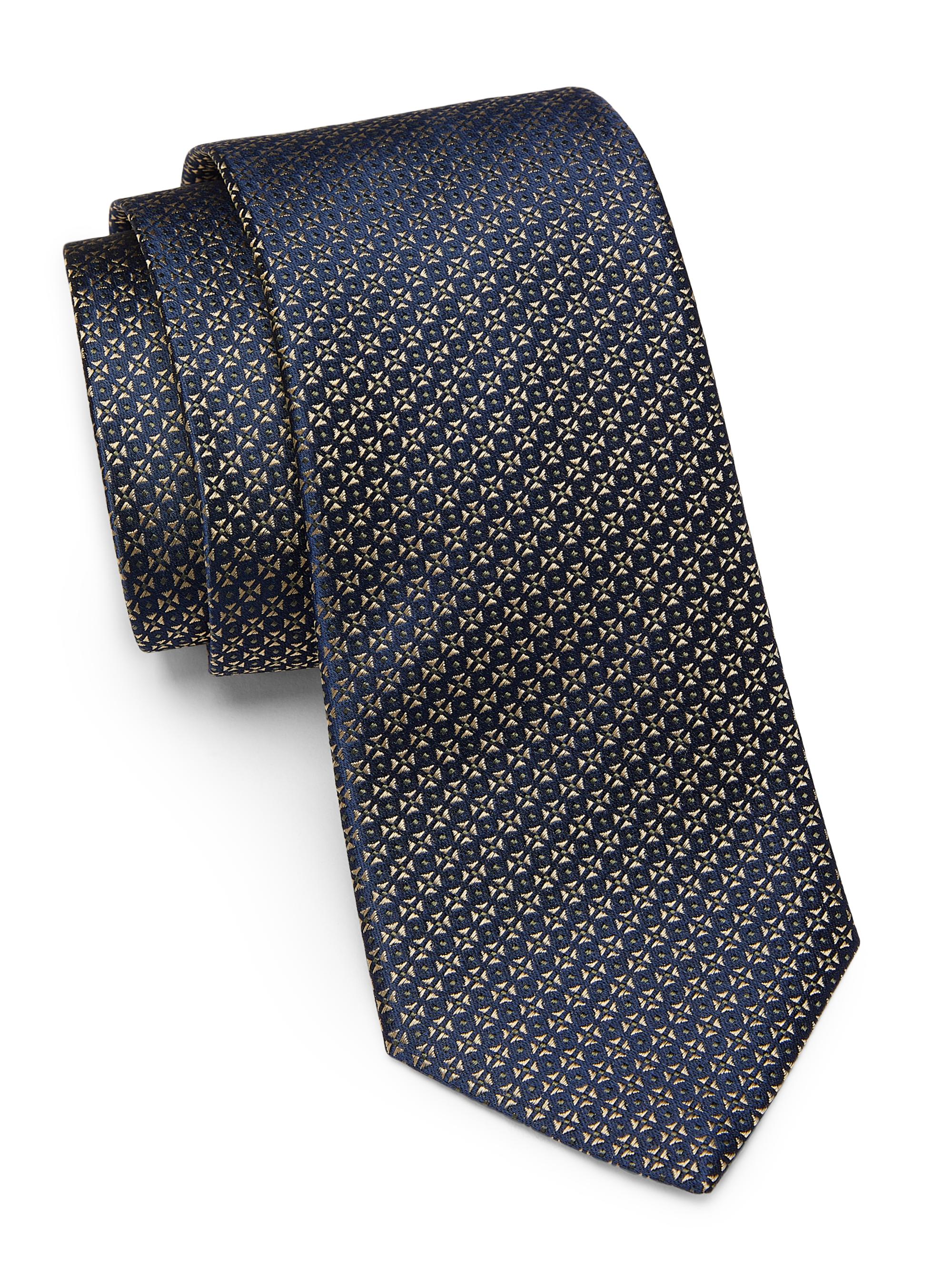 Emporio Armani Men's Geometric Silk Tie - Navy Blue