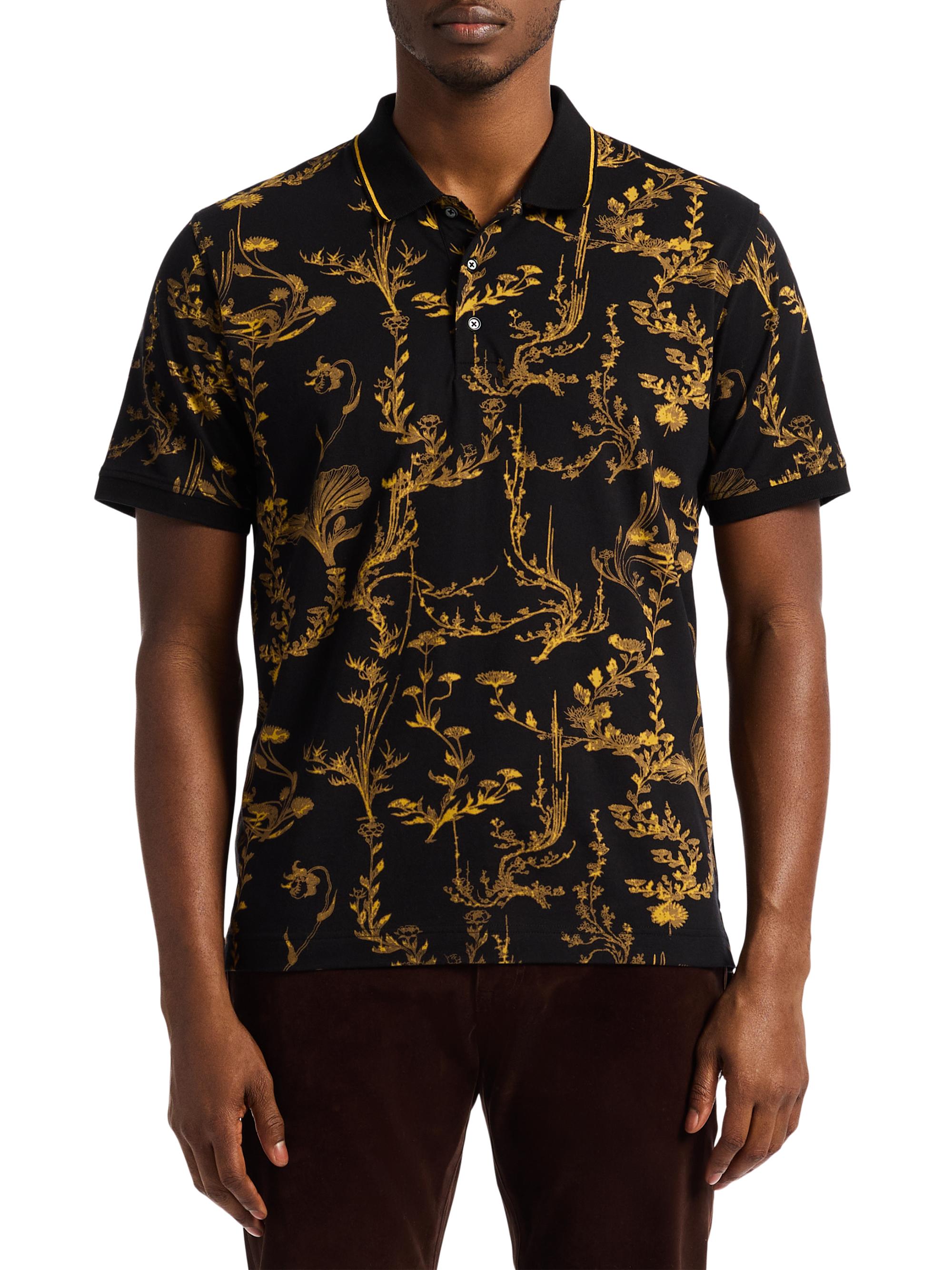 Robert Graham Men's Vakos Printed Cotton Polo - Black