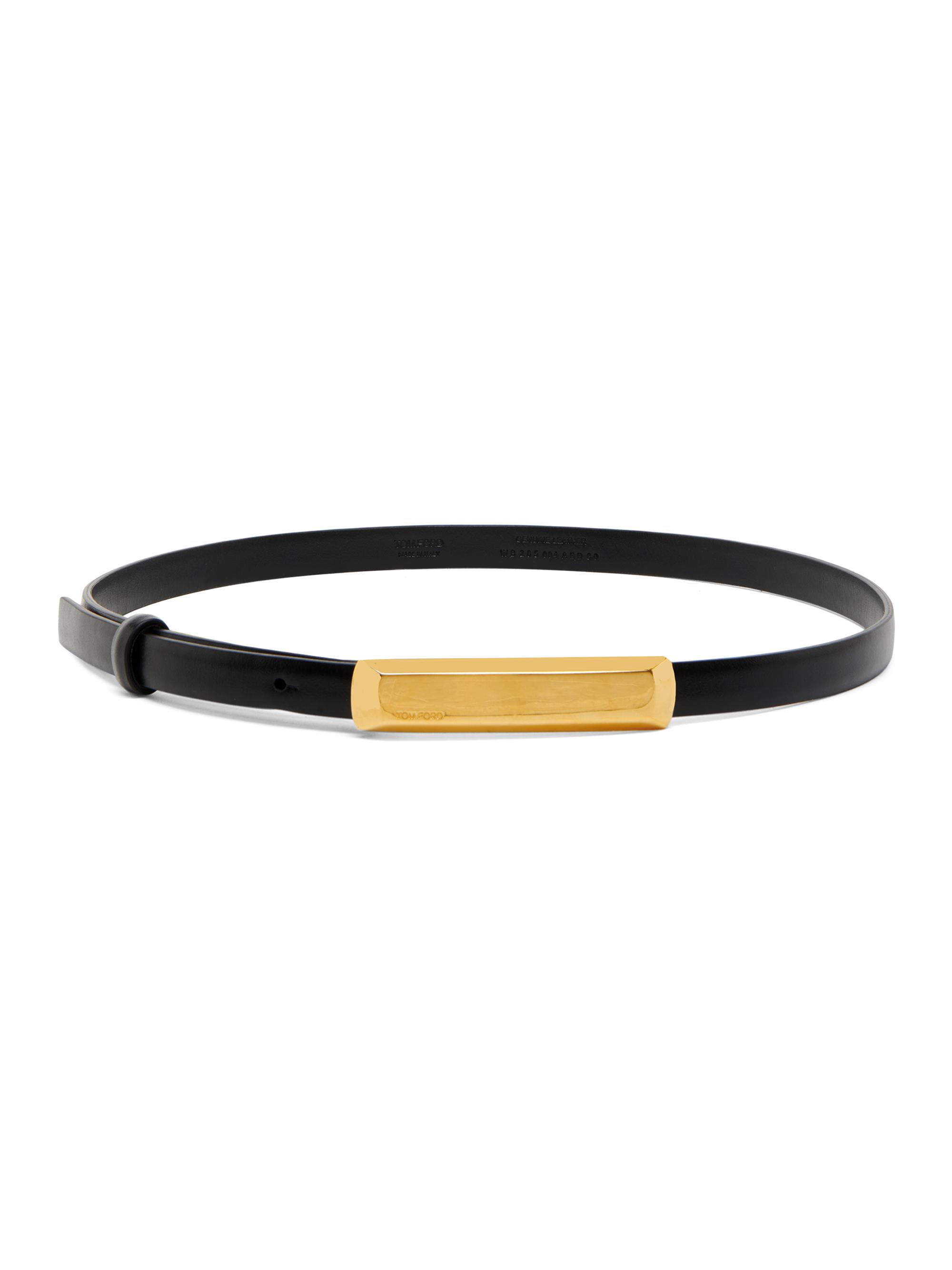 TOM FORD Women's Angled Buckle Leather Belt - Black