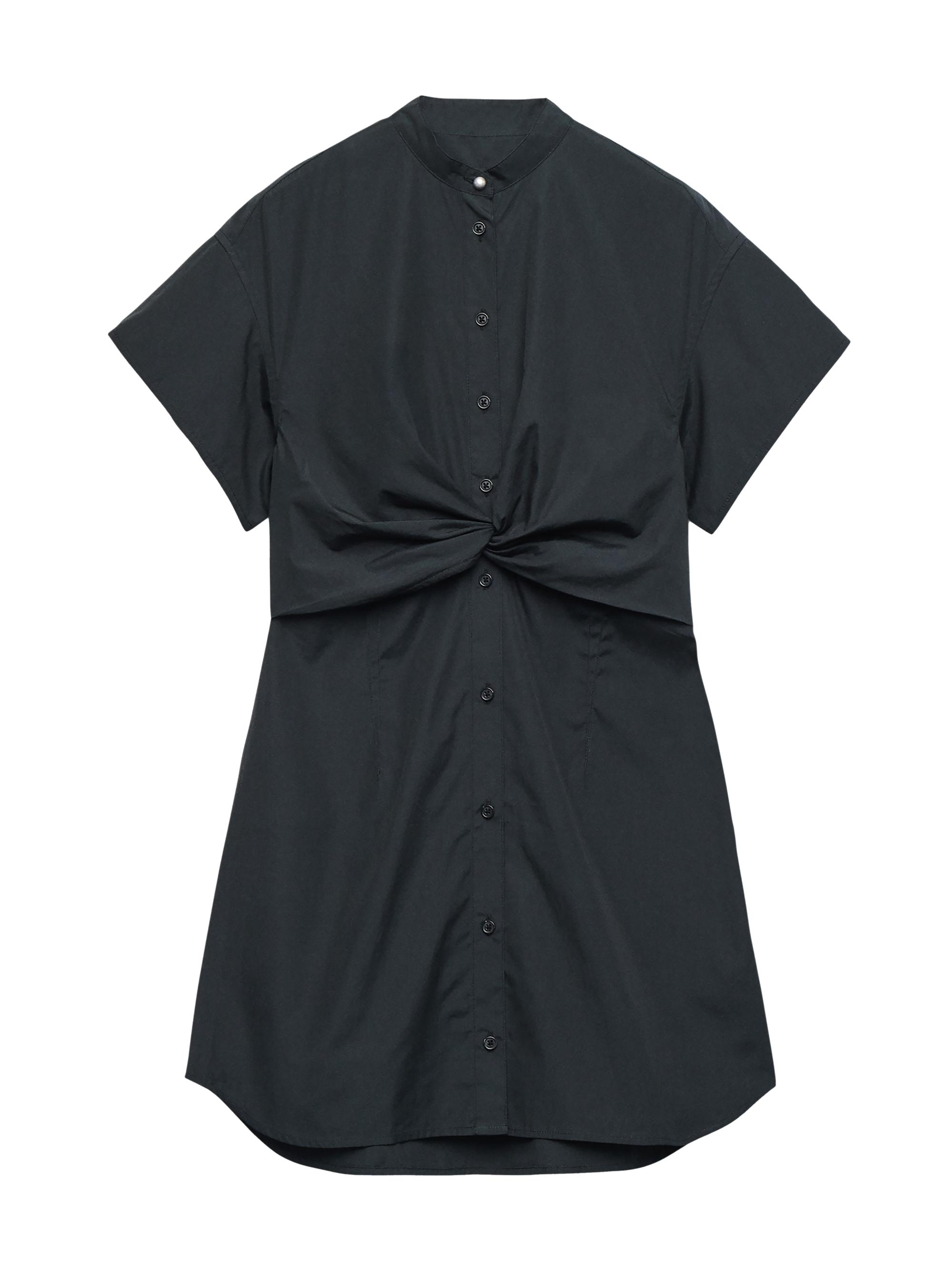 rag & bone Women's Gretchen Poplin Twist Mini Shirtdress - Black
