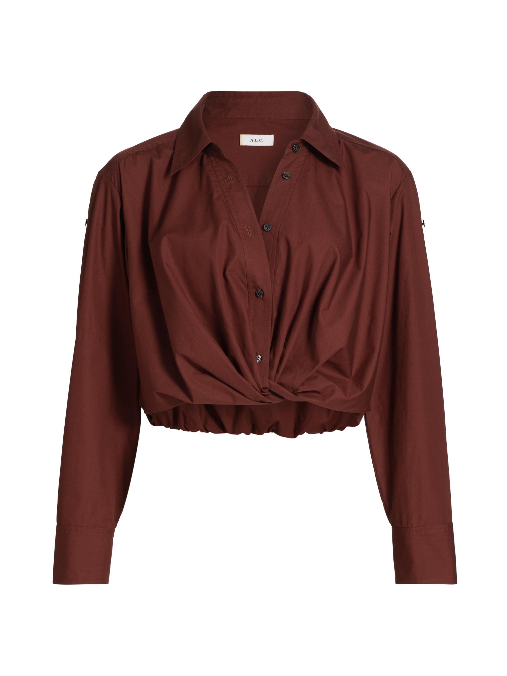 A.L.C. Women's Leo Twist Cotton Button-Front Top - Dark Bosco