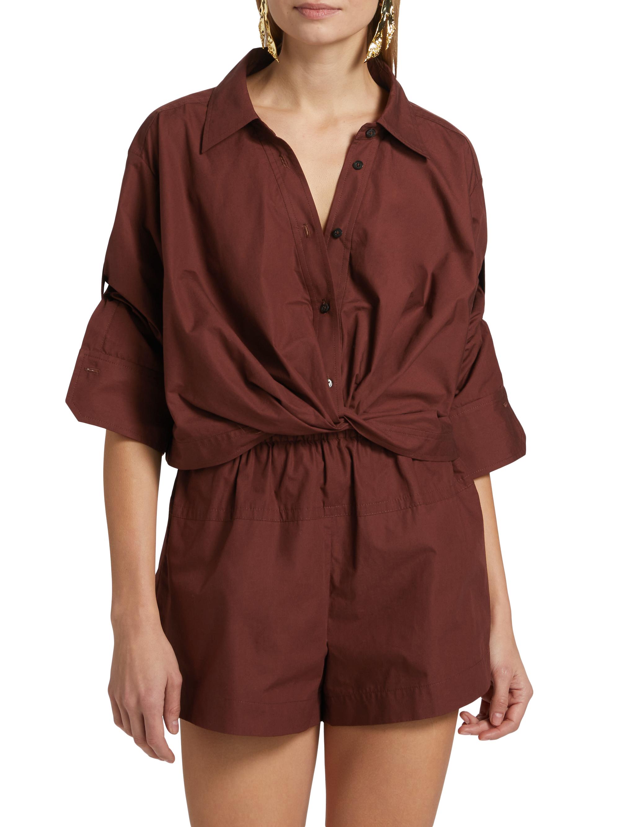 A.L.C. Leo Twist Cotton Button-Front Top | Saks Fifth Avenue