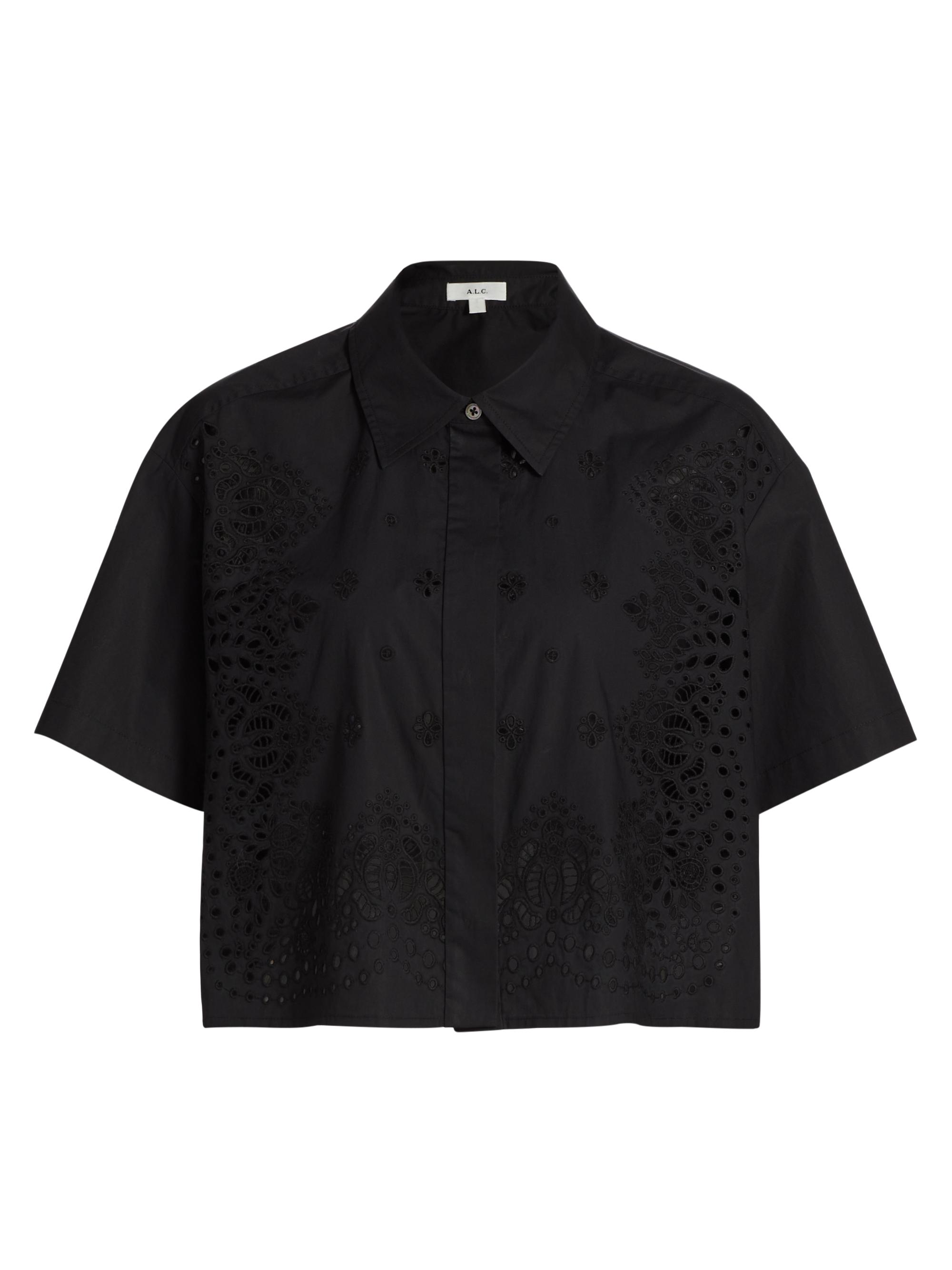 A.L.C. Women's Jade Eyelet Cotton Top - Black