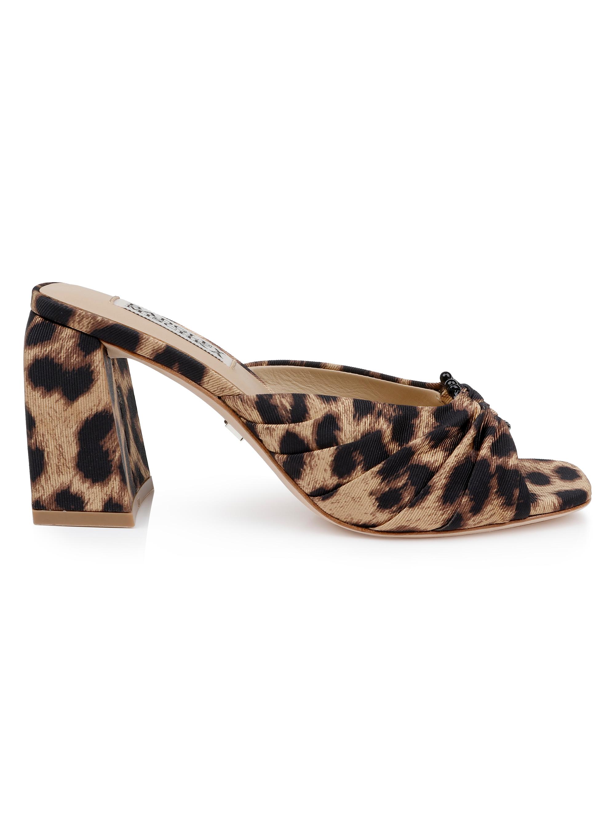 Badgley Mischka Women's Vayla Pleated Leather Sandals - Natural Leopard