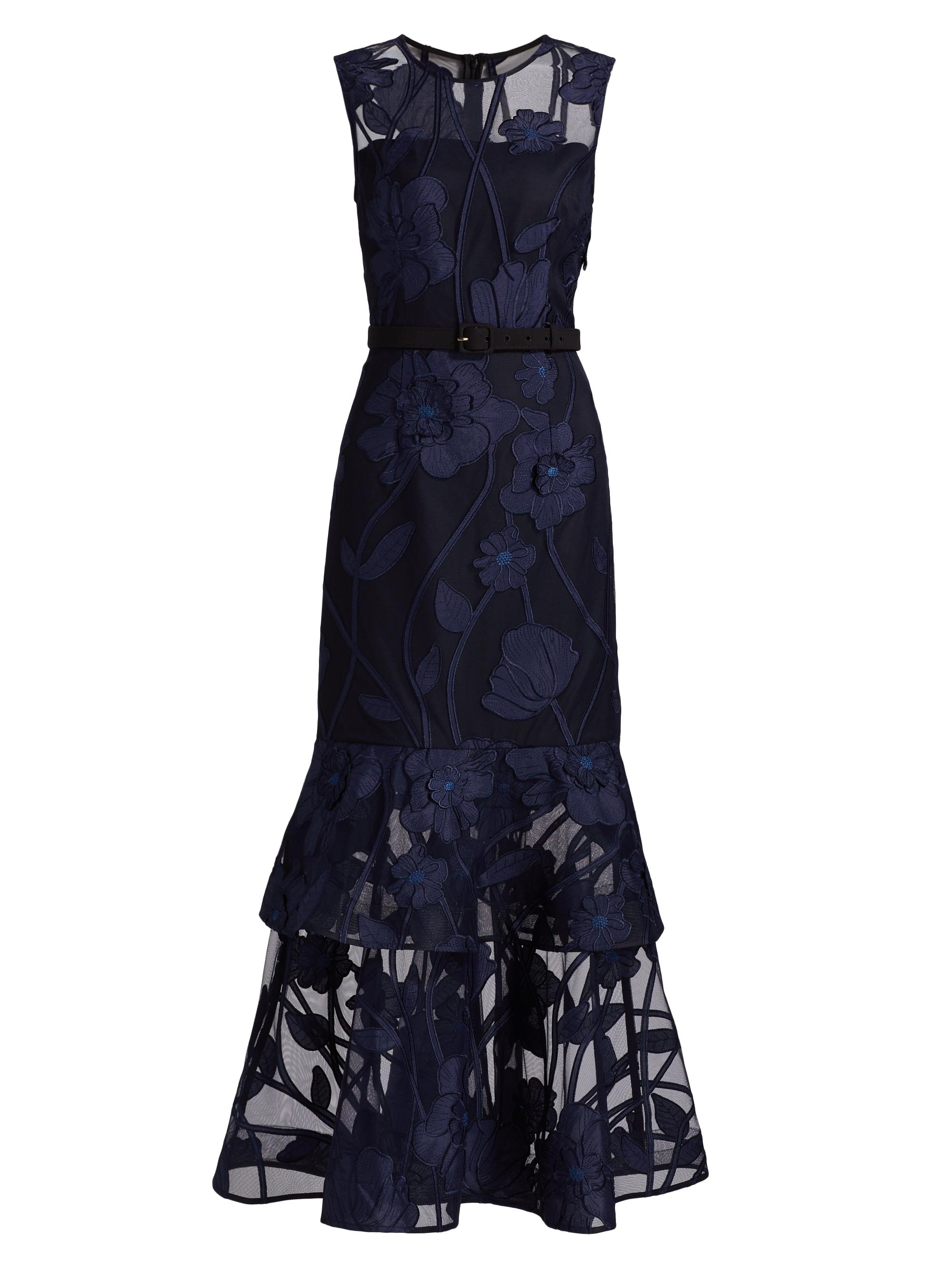 Milly Women's Isabella Embroidered Dress - Black Navy