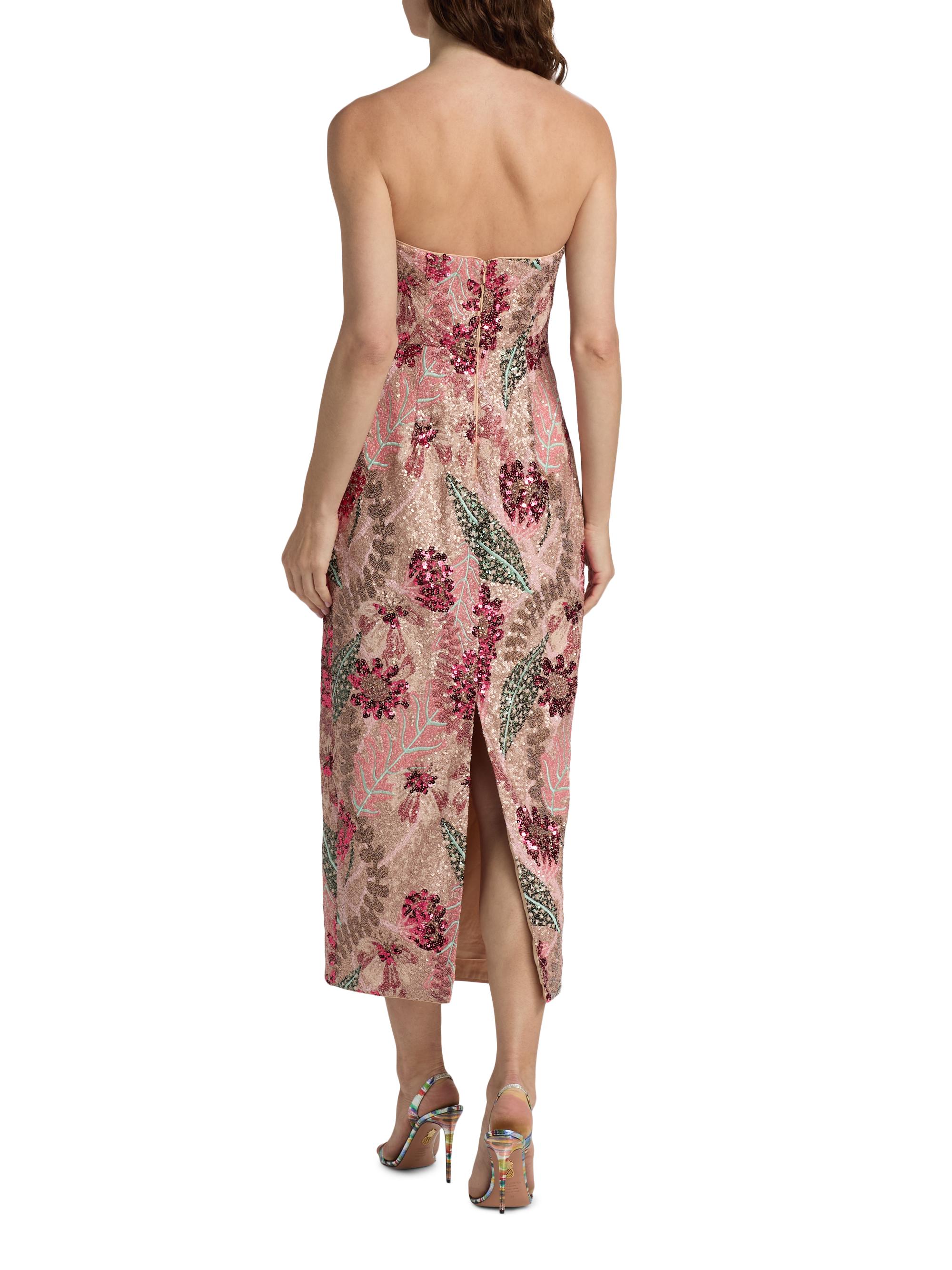 Milly Esmeralda Sequined Bandeau Midi-Dress | Saks Fifth Avenue
