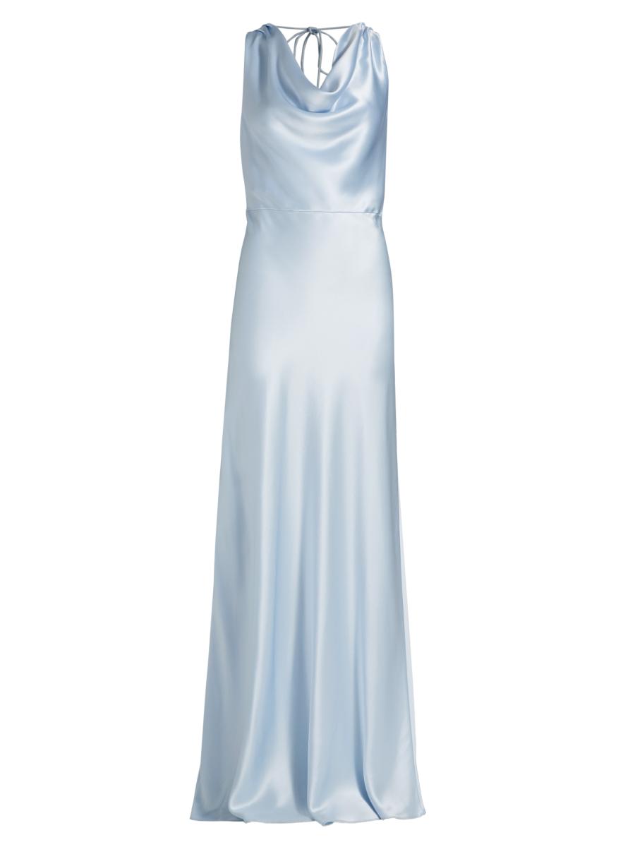 Milly Women's Elsa Satin Cowl Neck Gown In Blue