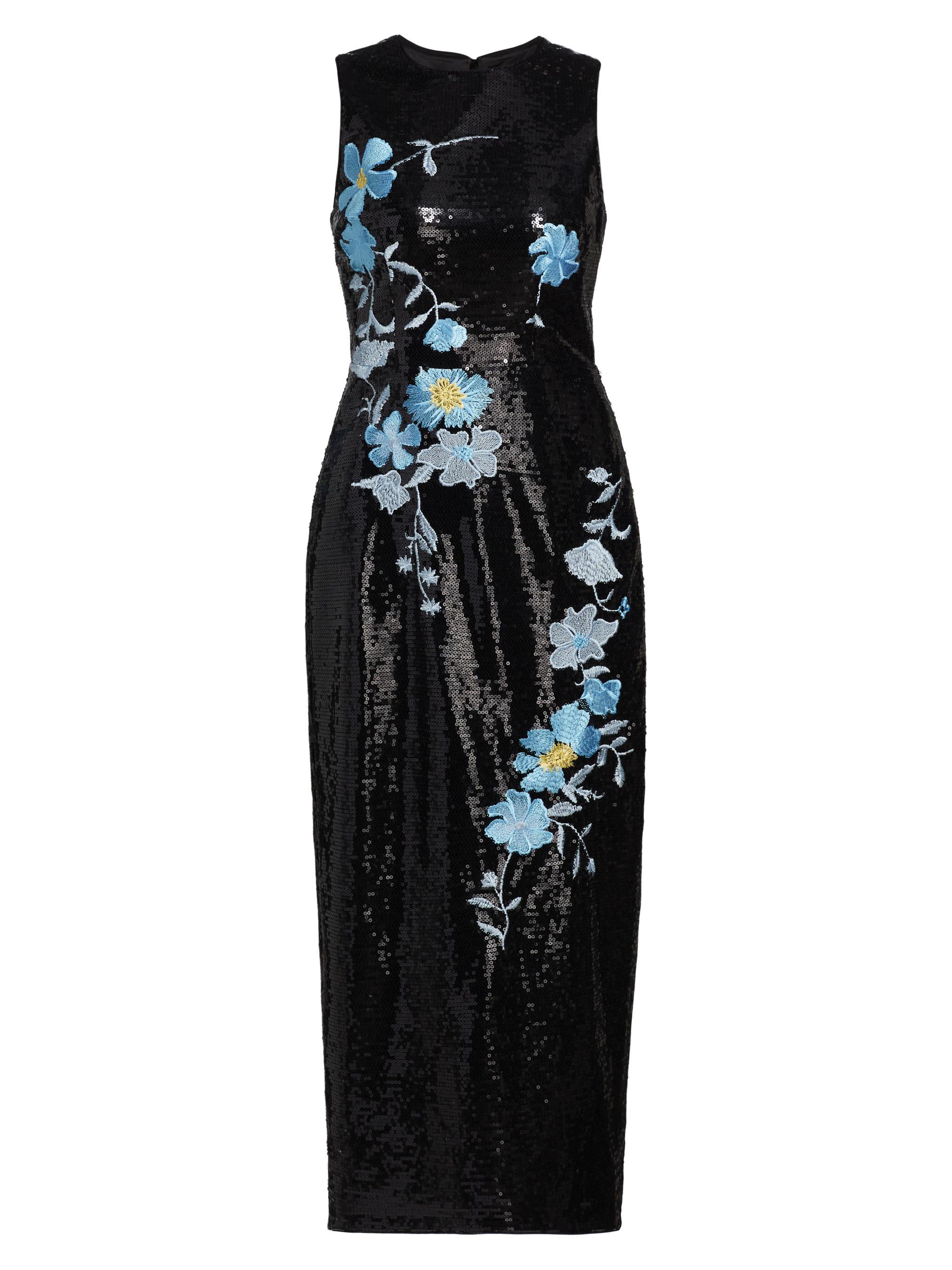 Milly Women's Tiana Floral Sequinned Dress - Black Multi