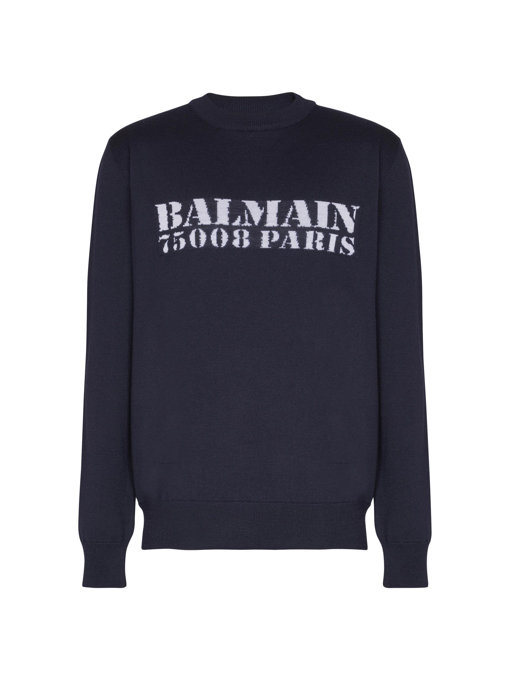 Balmain Monogram Merino-Knit Crewneck Sweater | Saks Fifth Avenue