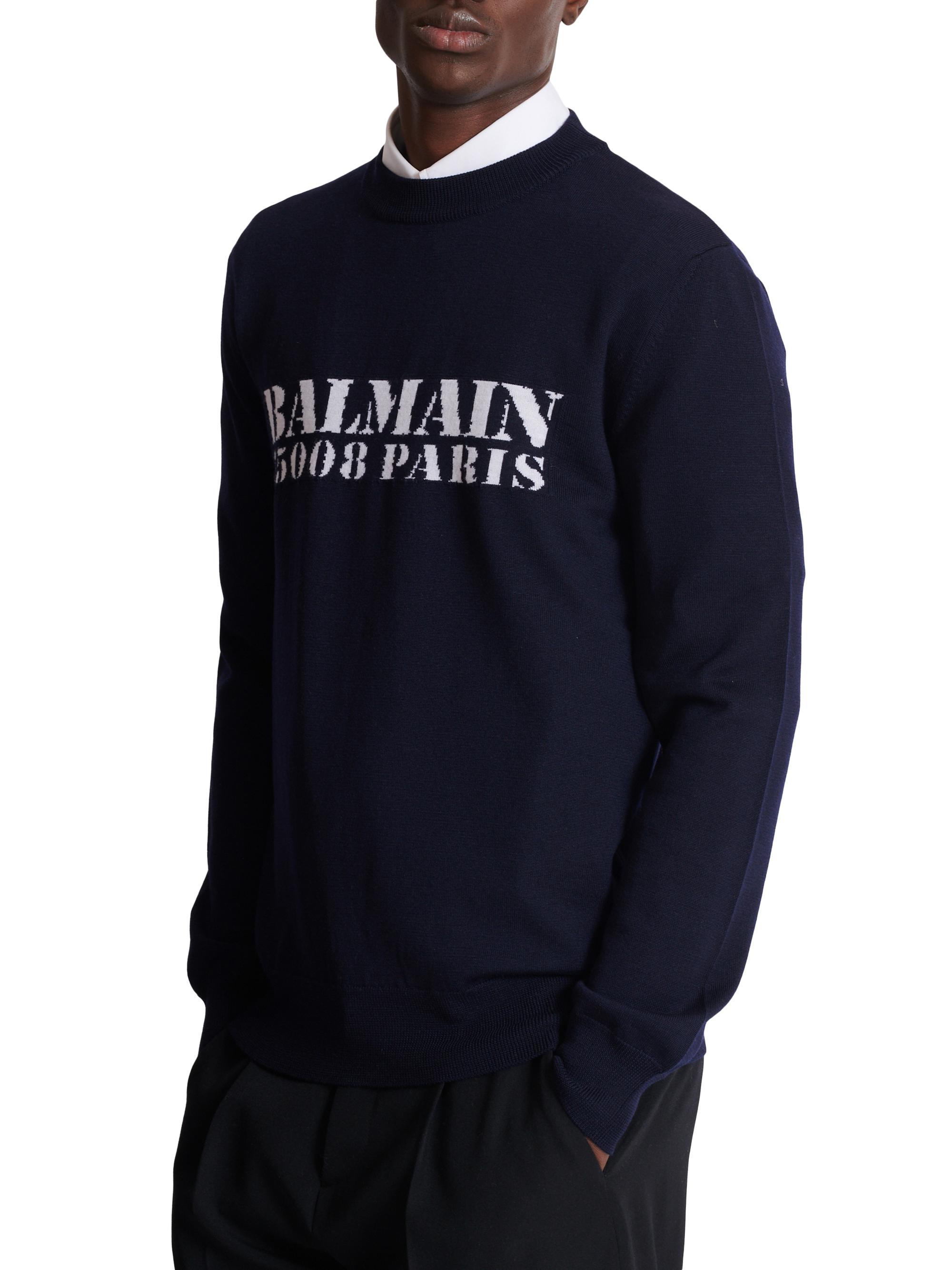 Balmain Big Stamp Knit Wool Sweater | Saks Fifth Avenue