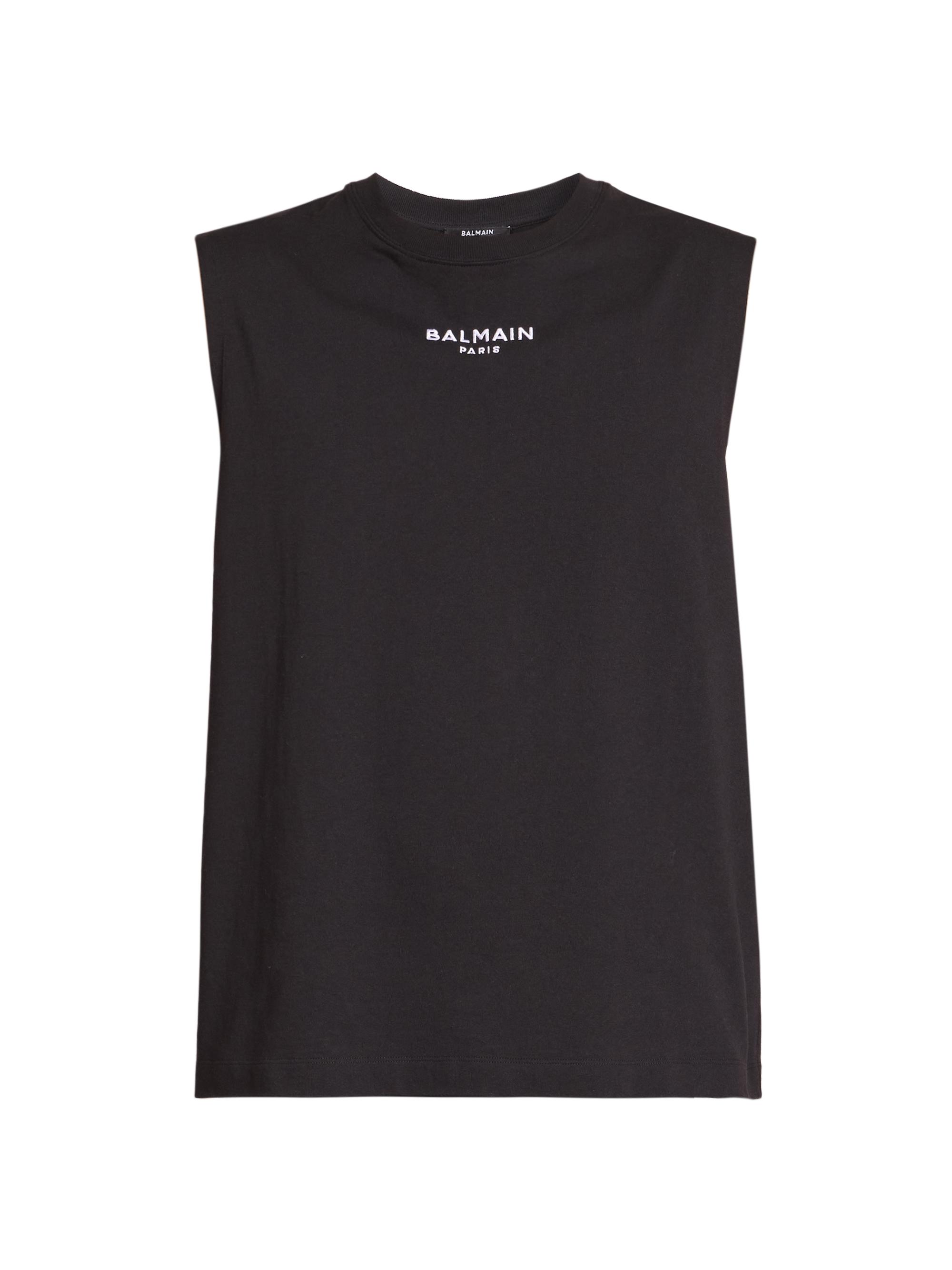 Balmain Men's Logo Cotton Tank - Noir Blanc