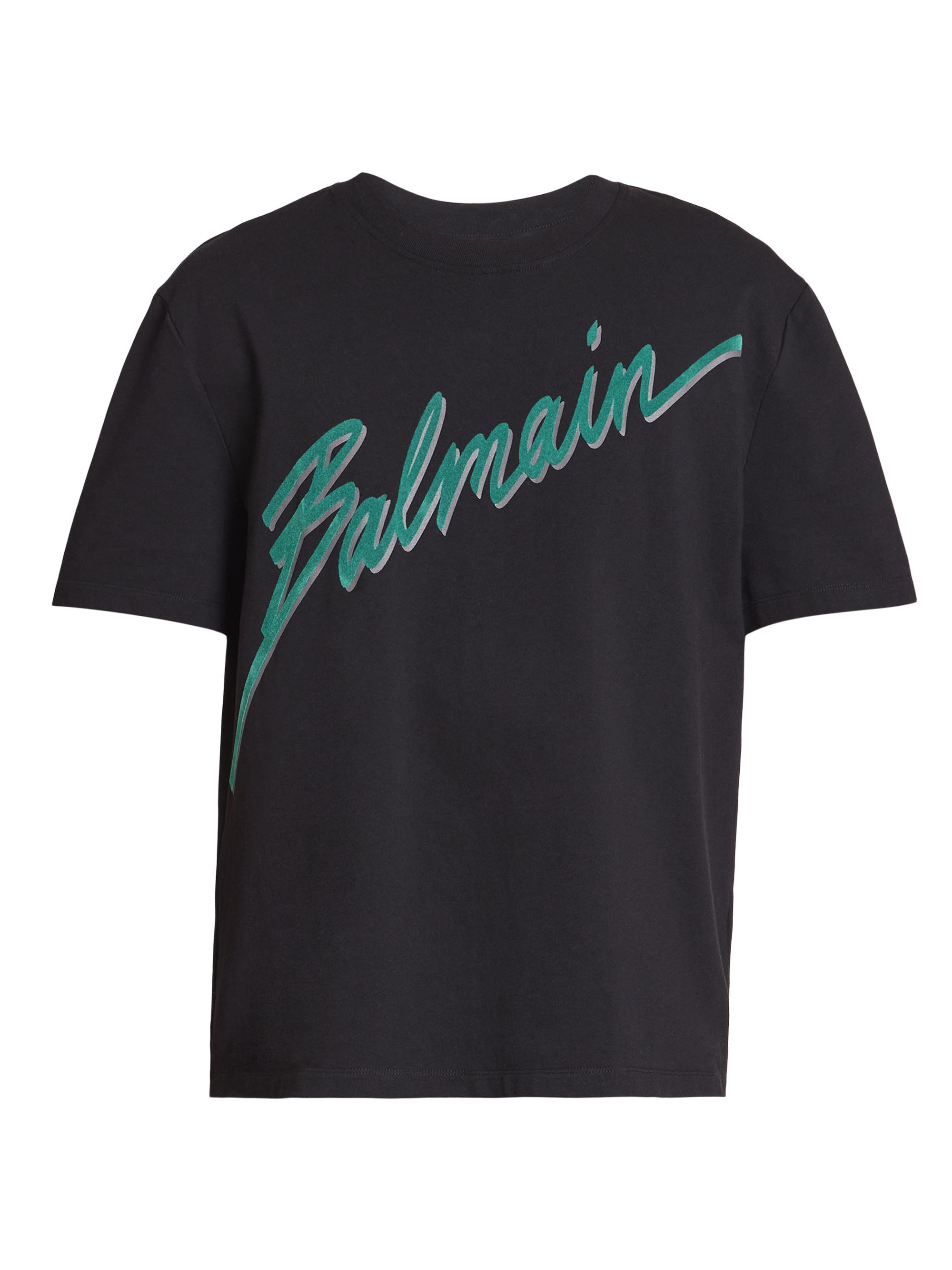 BALMAIN Tシャツ Balmain // Black & Multicolour Rainbow Logo T-Shirt – VSP