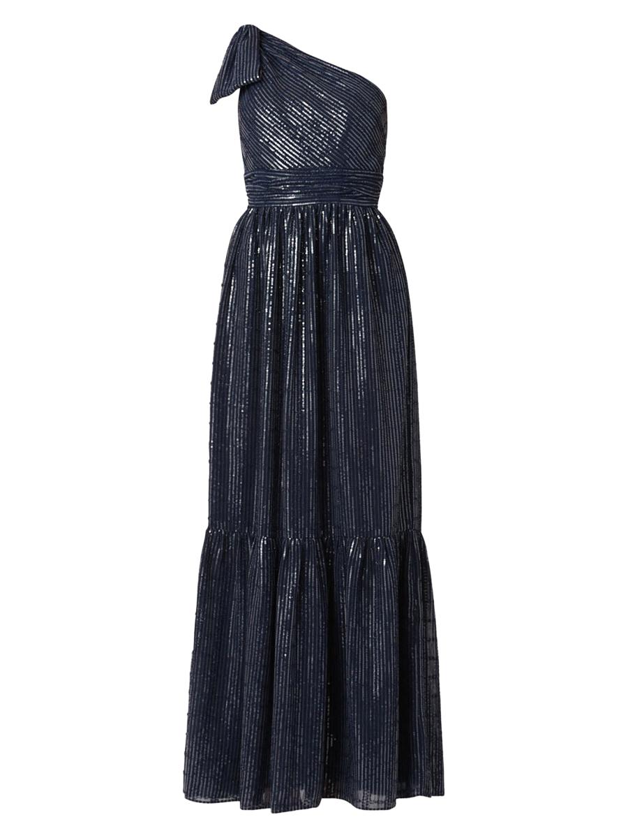 Shoshanna Women's Indigo Sequined One-shoulder Gown In Blue