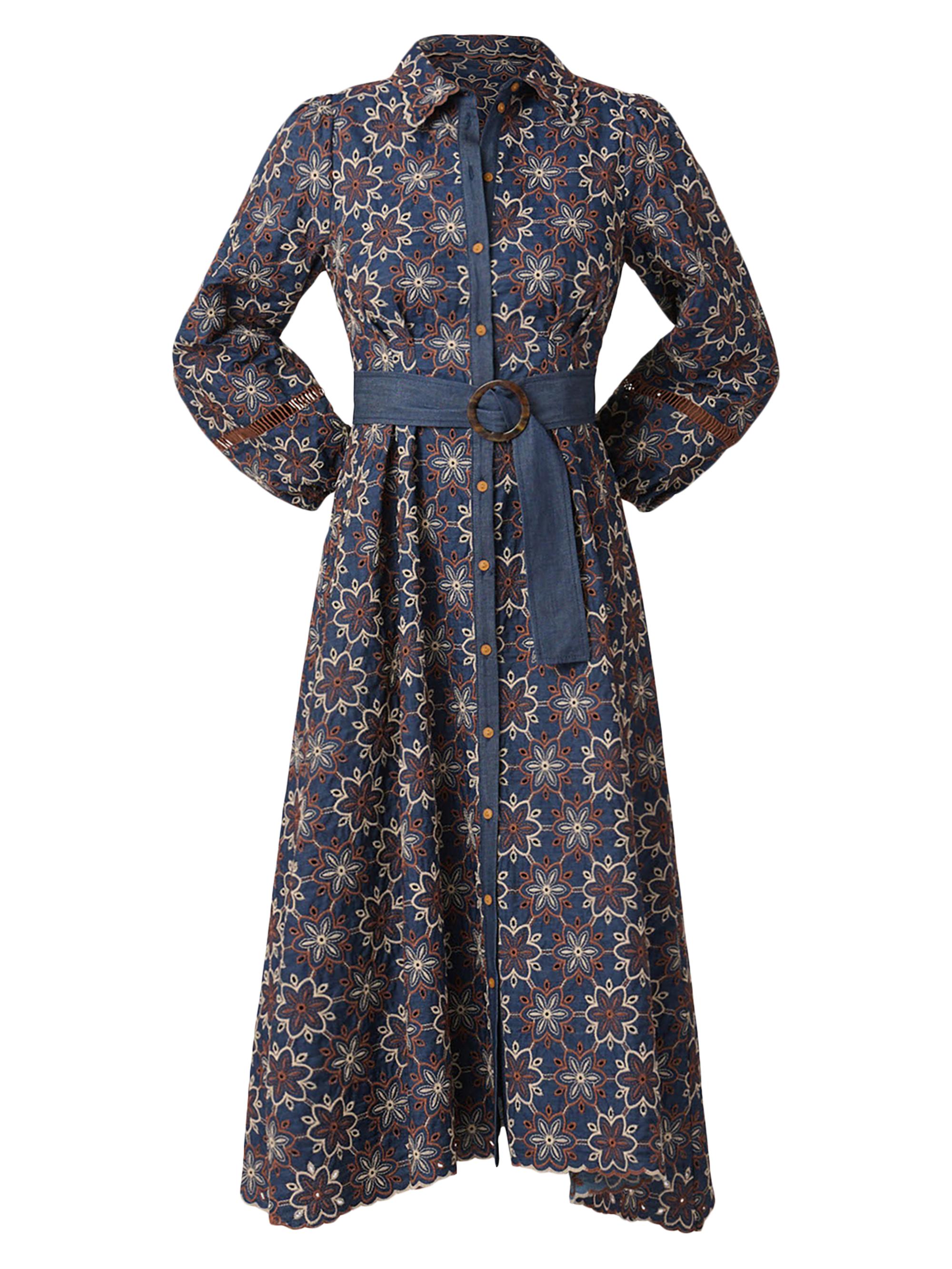 Shoshanna Women's Shania Midi-Shirtdress - Navy Umber Sand