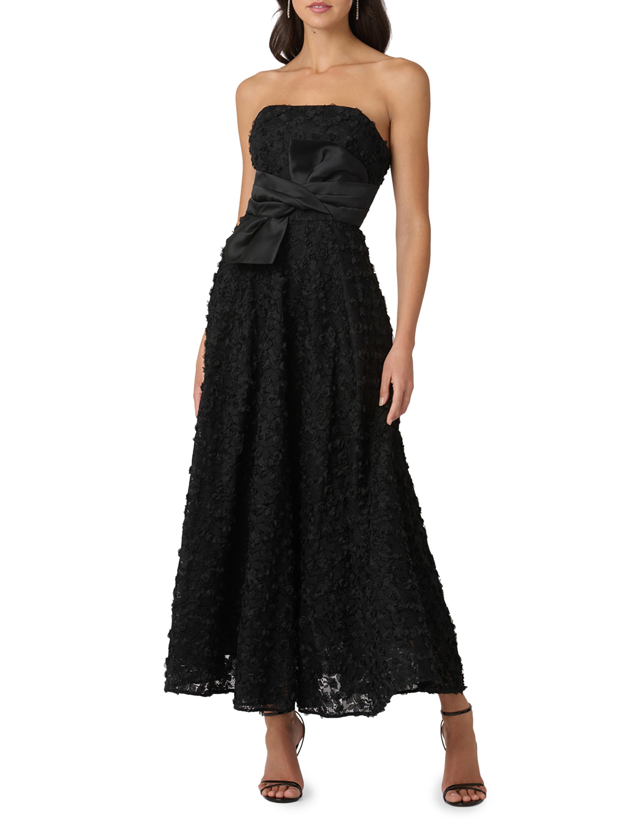 Shoshanna India Lace Strapless Tea-Length Dress | Saks Fifth Avenue