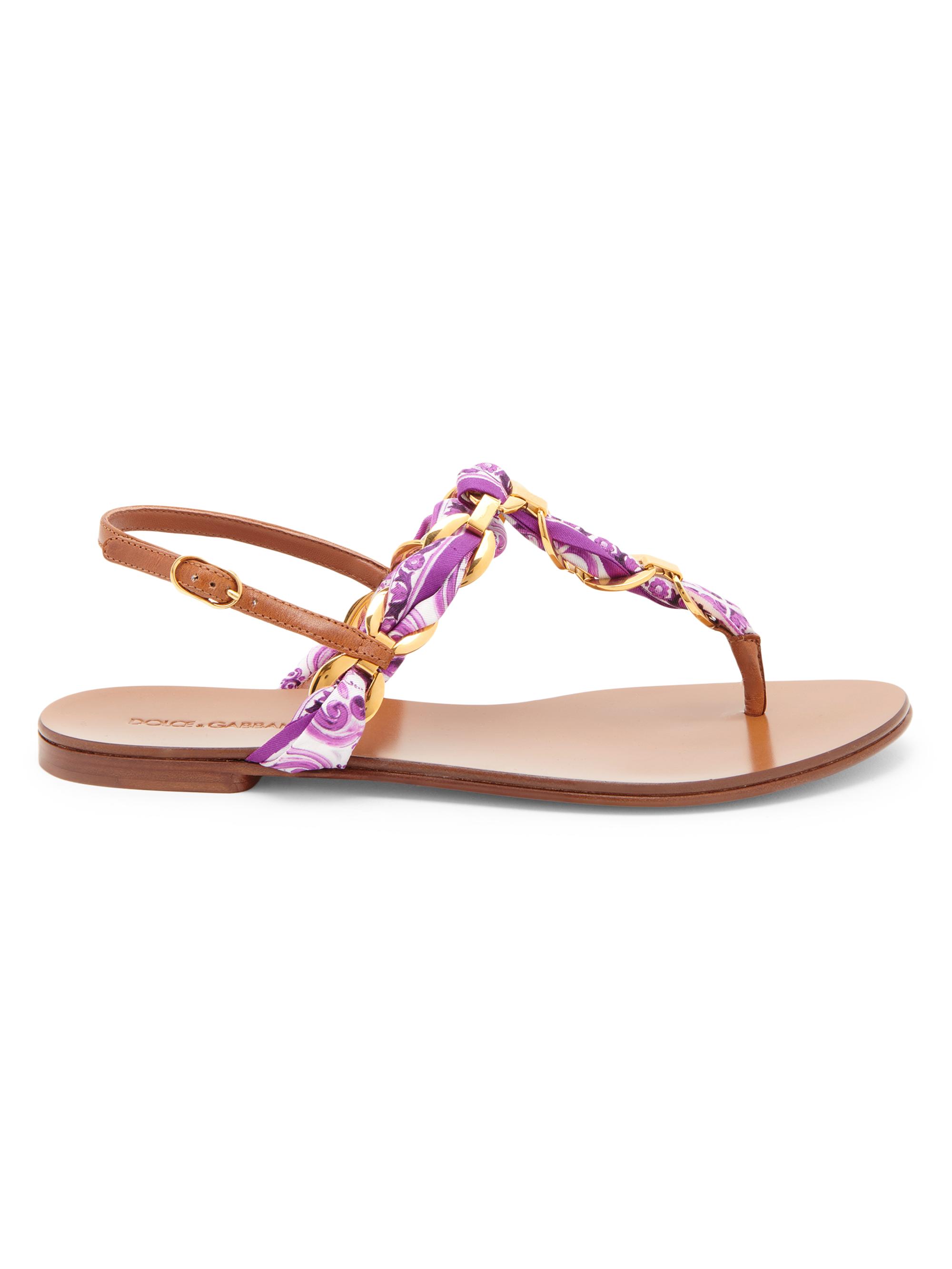 Dolce & Gabbana Women's Majolica Leather Sandals - Maiolica Viola
